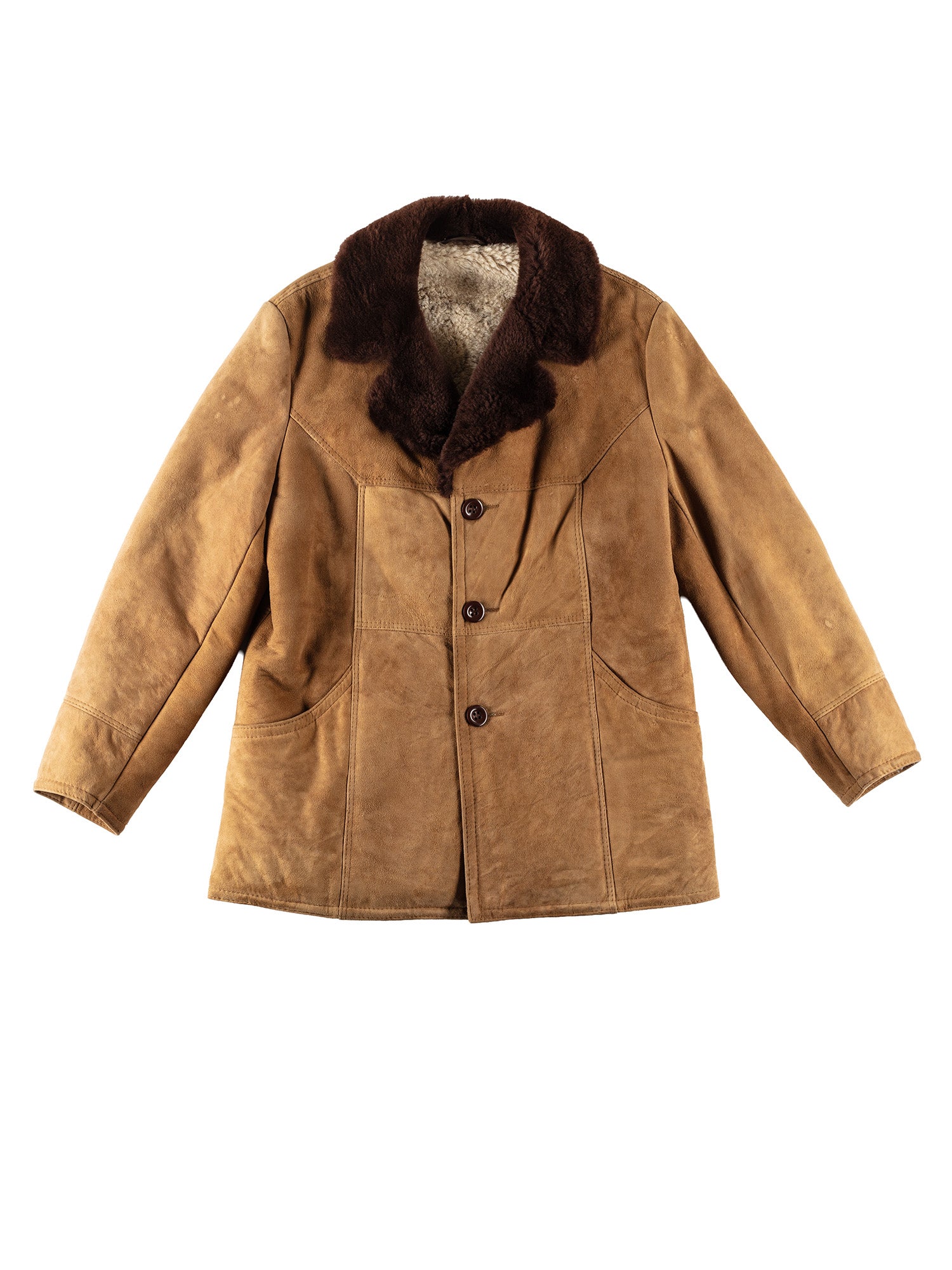Vintage 70's Men Sheepskin Coat in Brown by Northern Grip