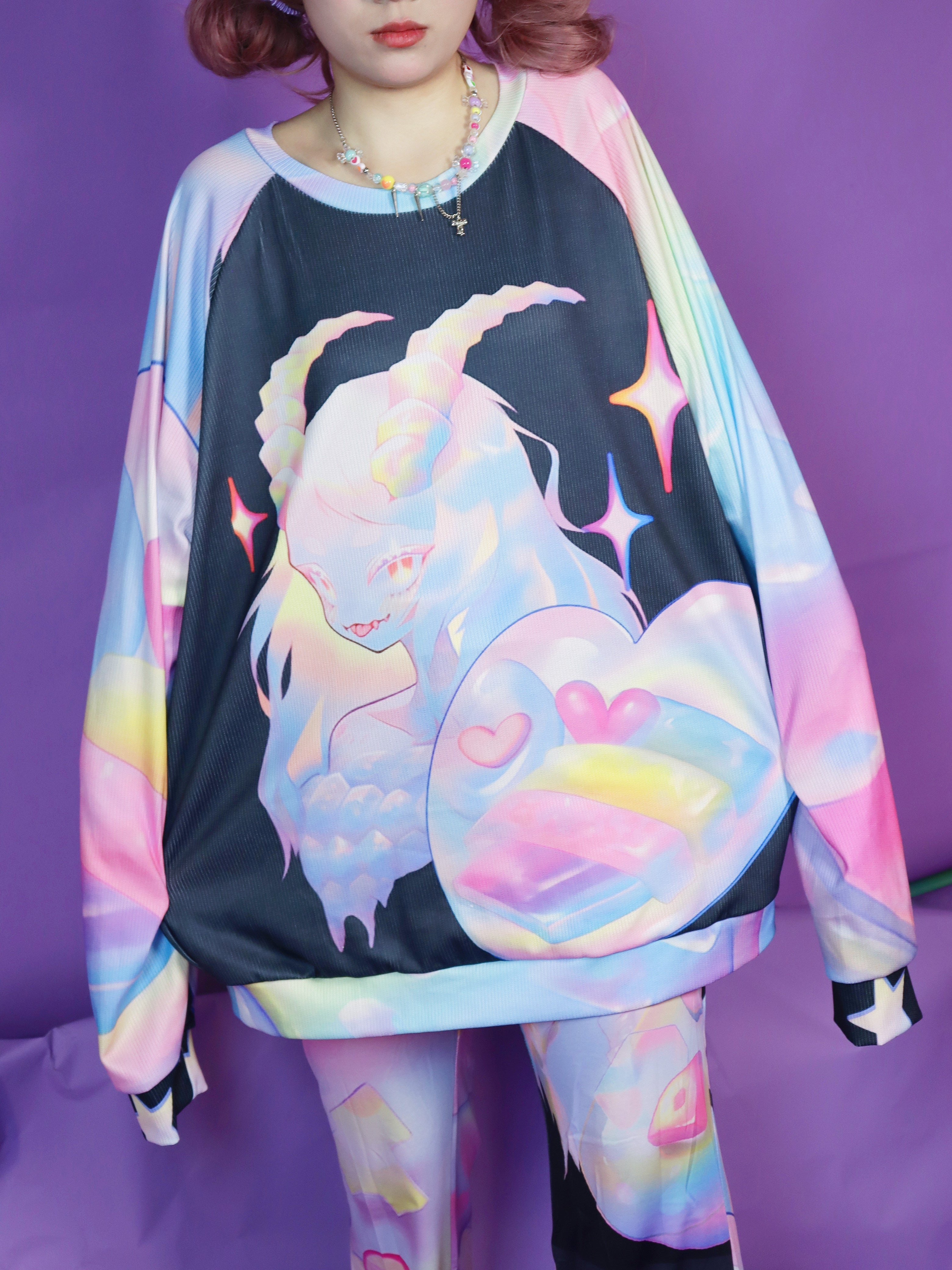 LEERROO Sweatshirt Dreamcore Aesthetic Sweatshirt Print Loose Sweatshi by Land Decora