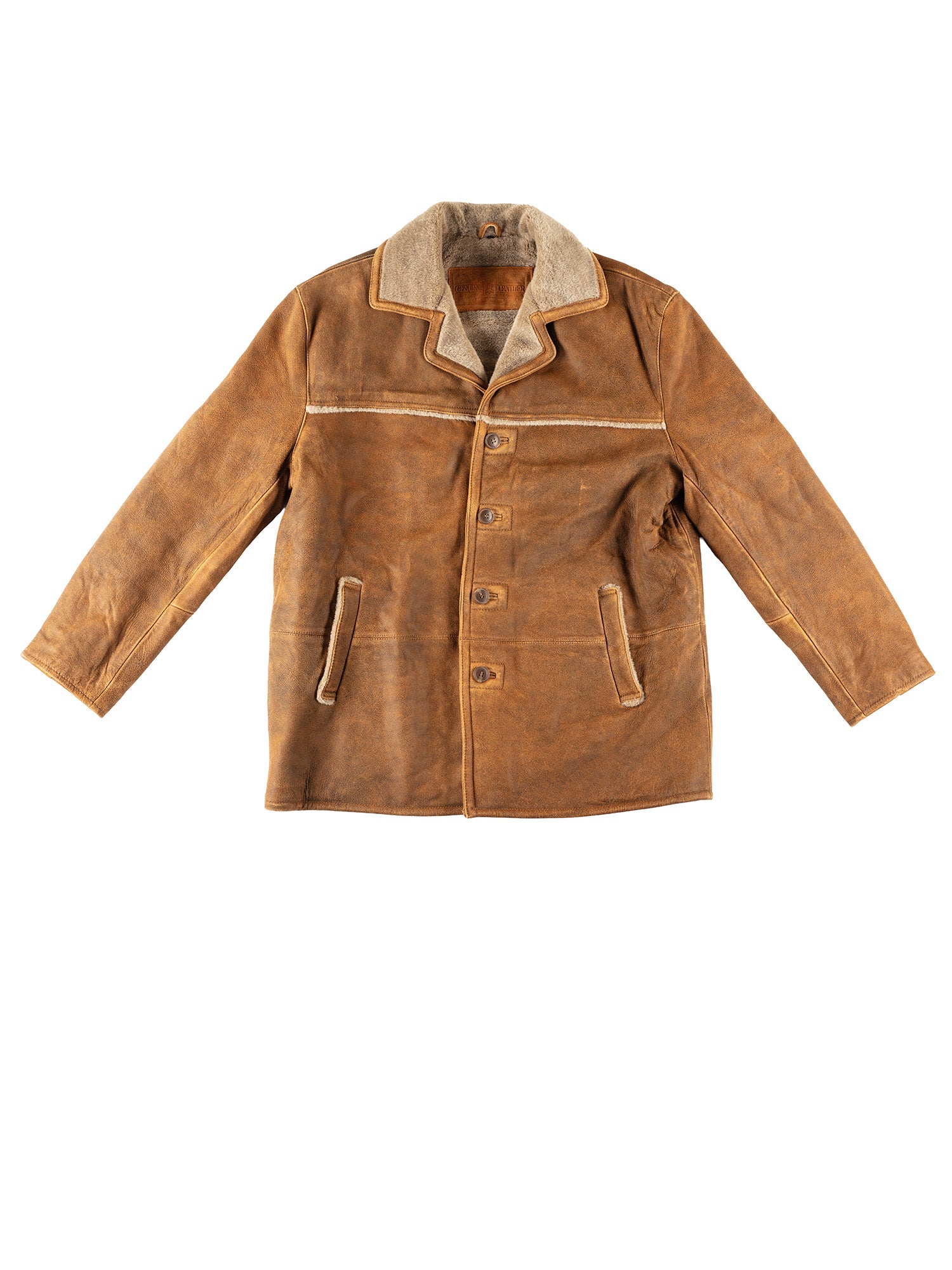 Vintage 90's Men Faux Sheepskin Coat in Brown by Northern Grip