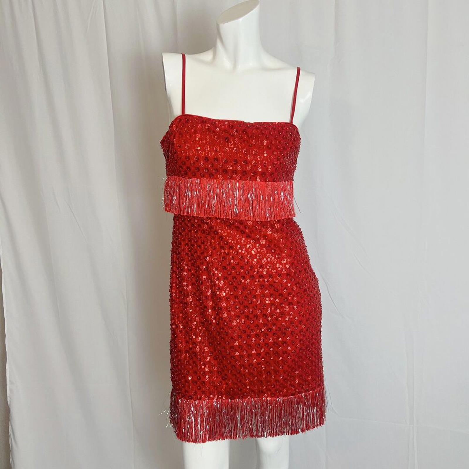 NWT Saylor Caitriona Sequin Fringe Mini Dress Red Sequined Dress Women by Hot Girl Secondhand