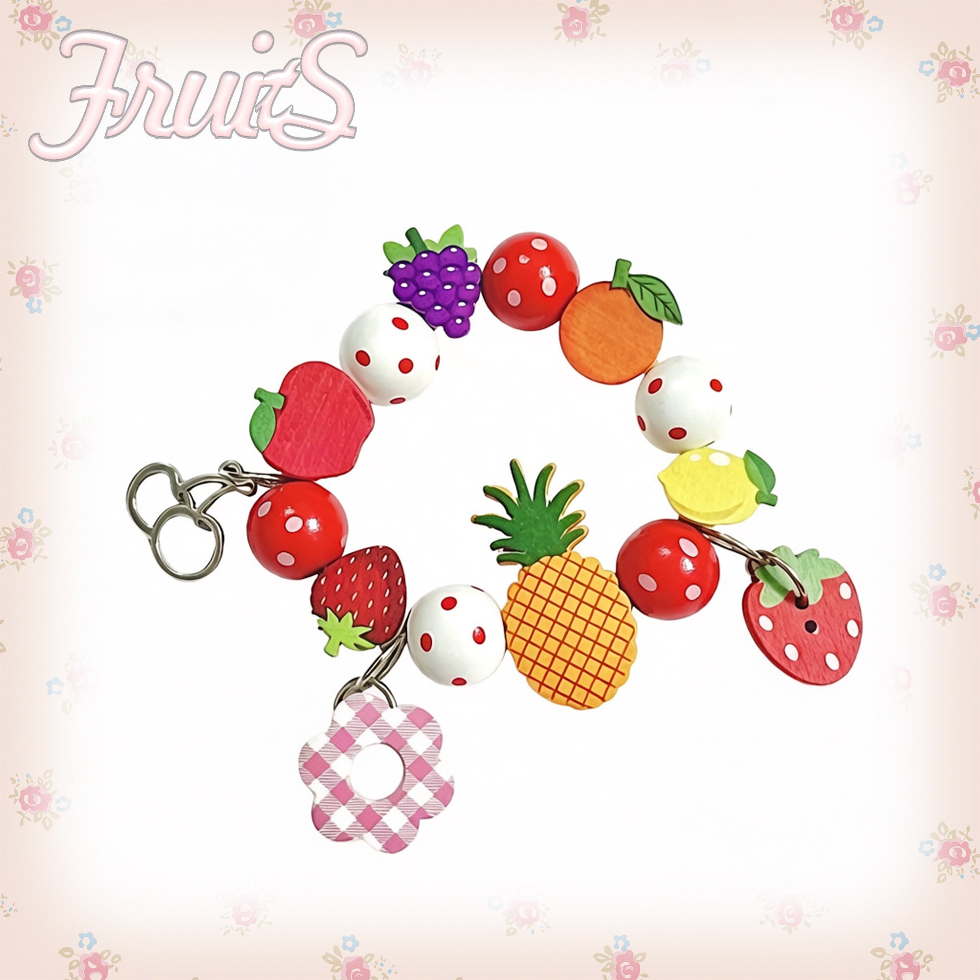 Wooden Fruit Bead Bracelet Y2K Cute Accessory - FRUITS by Land Decora