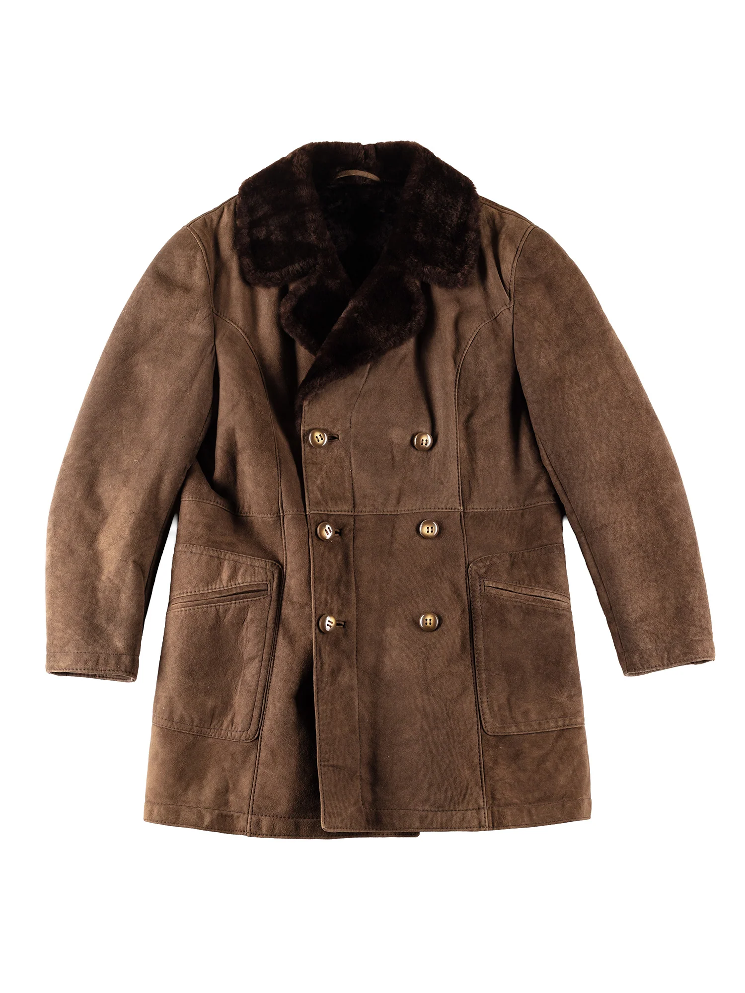 Vintage 80's Men Sheepskin Coat in Brown by Northern Grip