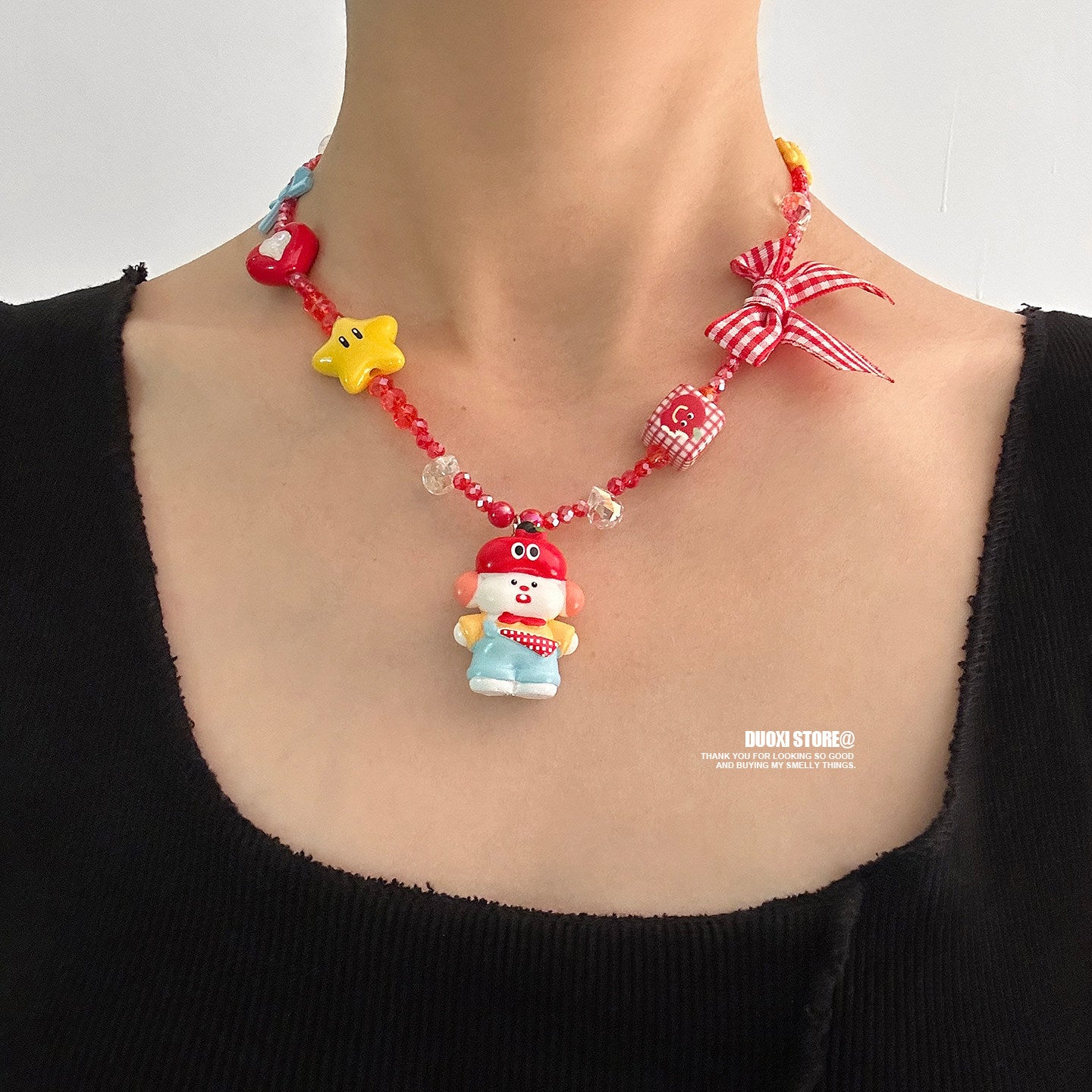 Kidcore Bow Star Necklace - DuoXi by Land Decora