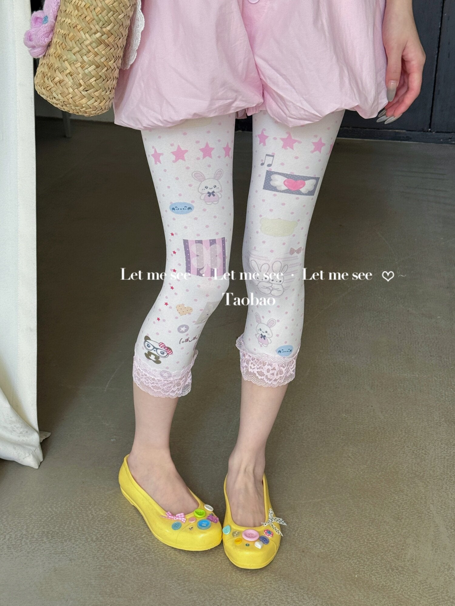 Y2K Cartoon Capri Leggings - LET ME SEE by Land Decora