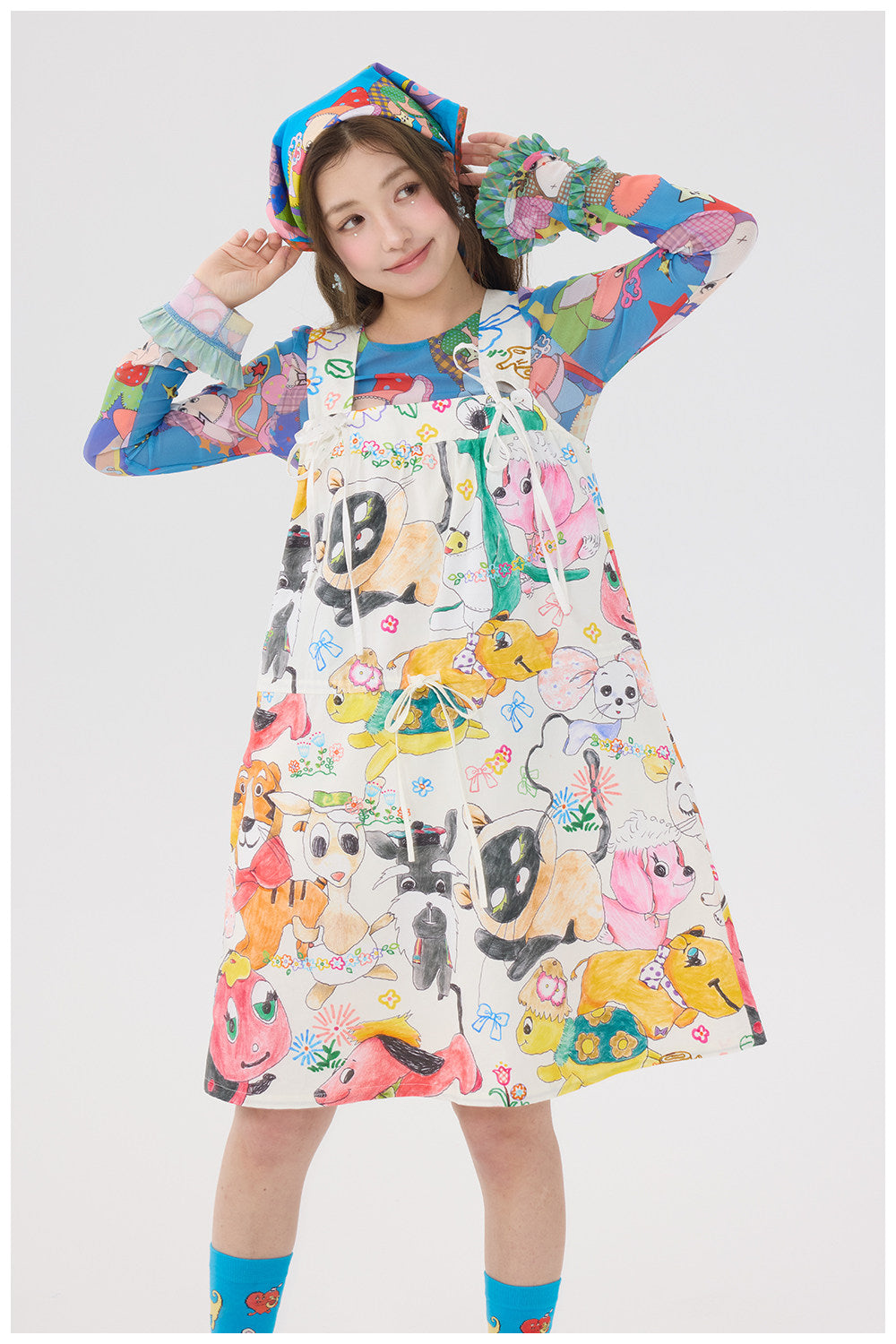 White Graffiti Strap Dress - tntntutu by Land Decora