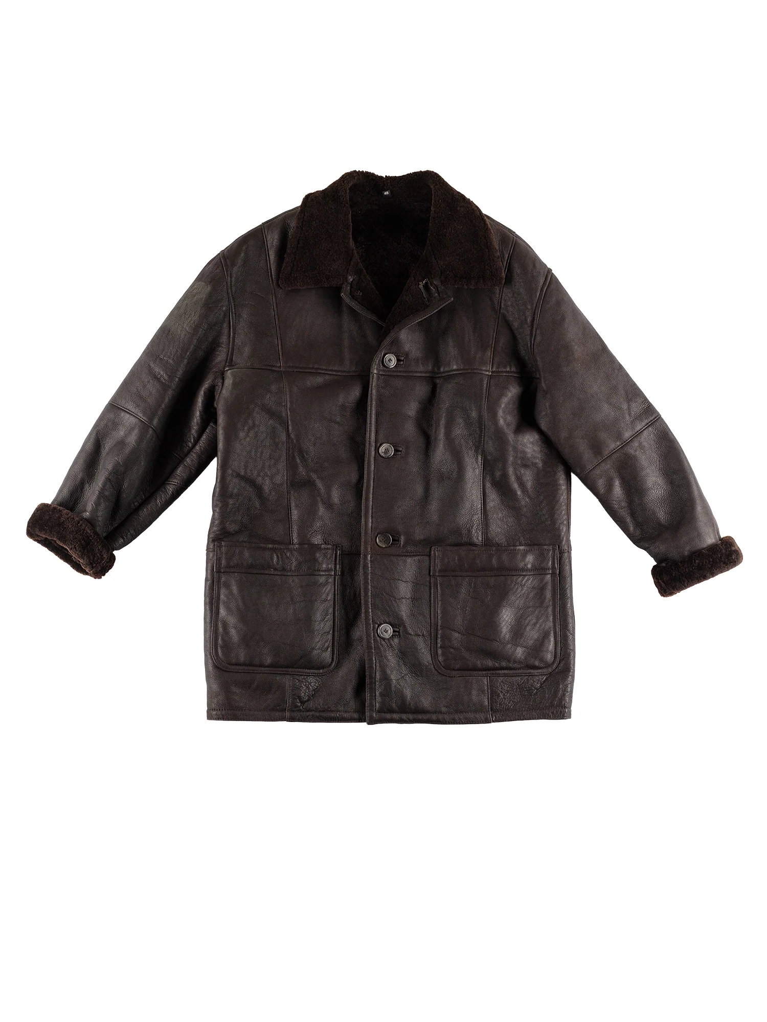 Vintage 80's Men Sheepskin Coat in Brown by Northern Grip