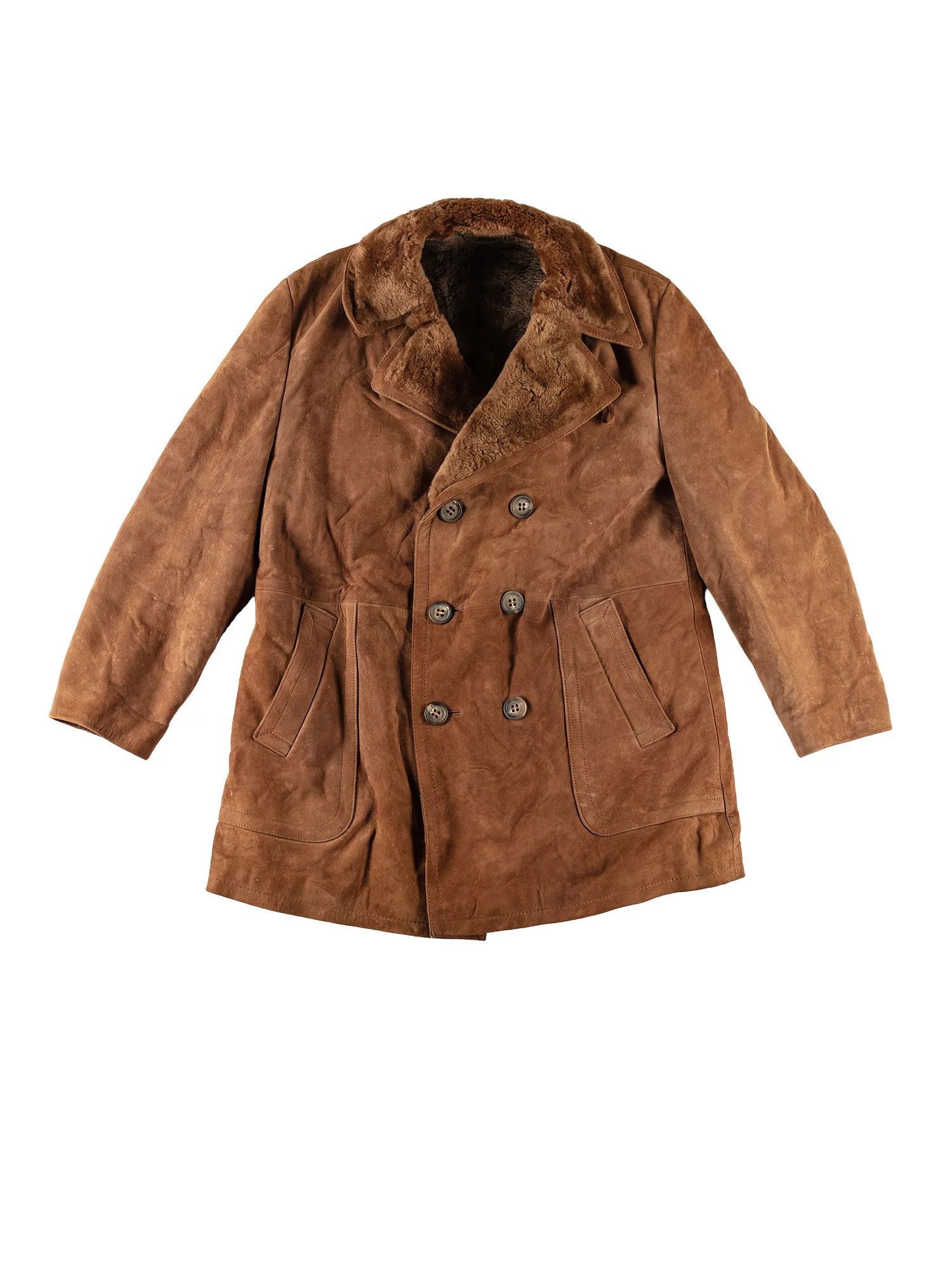 Vintage 80's Men Sheepskin Coat in Brown by Northern Grip
