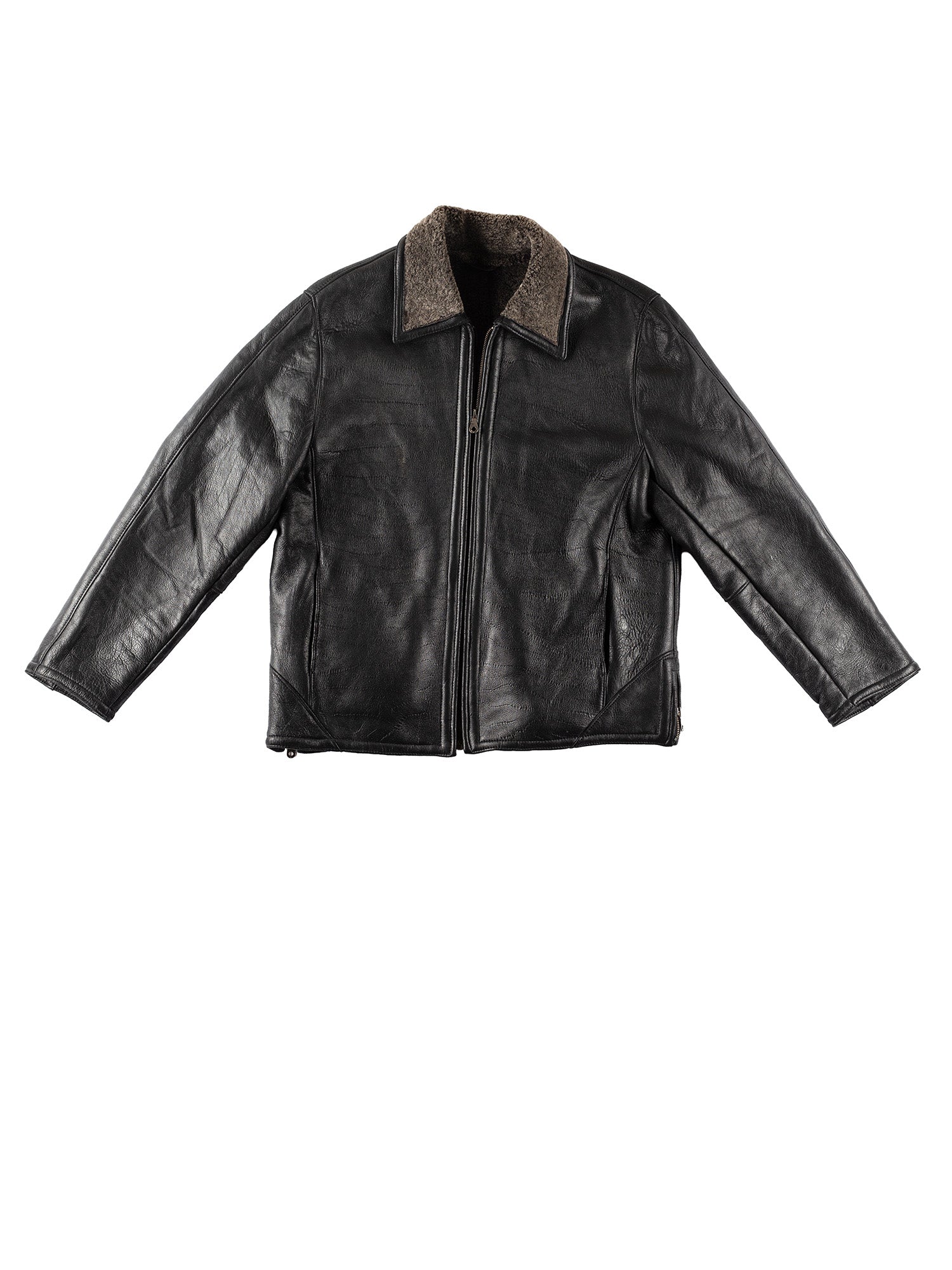Vintage 80's Men Sheepskin Jacket in Black by Northern Grip
