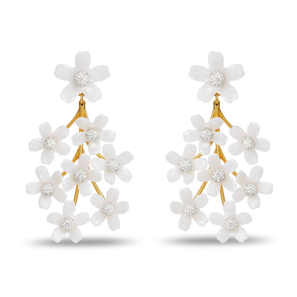 Mother of Pearl Garden Bouquet Chandelier Earrings by Sierra Deene