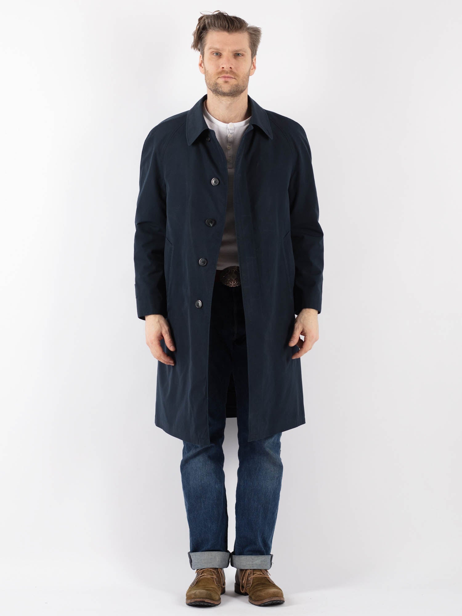 Vintage 70's Men Mac Coat in Blue by Northern Grip