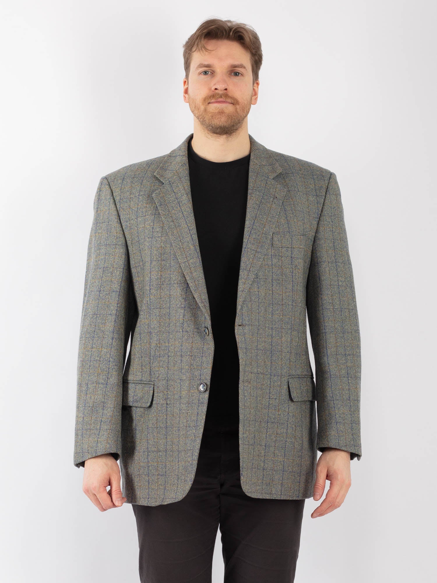 Vintage 70's Men Wool Blazer Jacket in Blue by Northern Grip