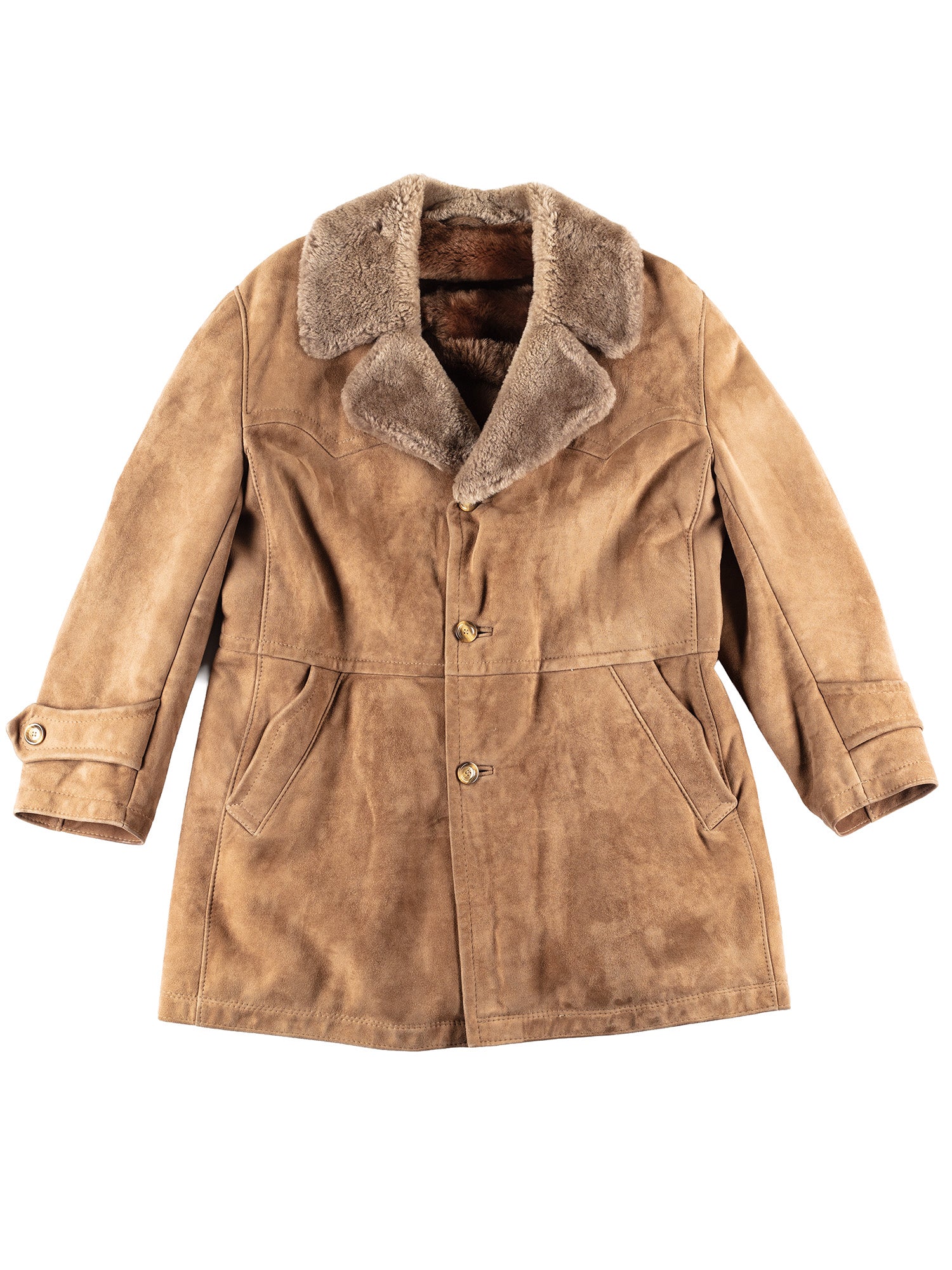 Vintage 70's Men Sheepskin Coat in Brown by Northern Grip