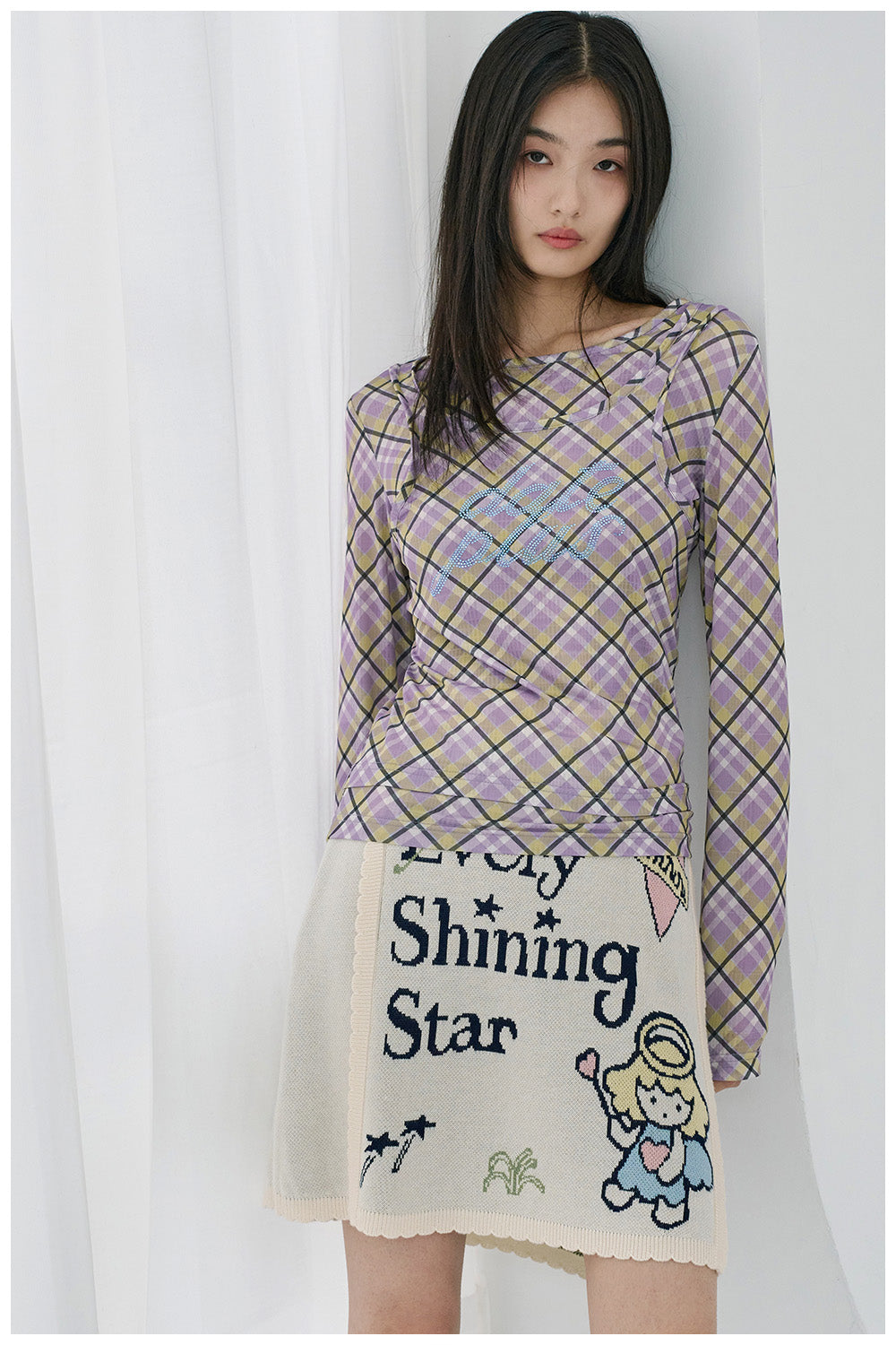 Harajuku Skirt Beige Skirt A-line Skirt Cute Angel Print Skirt tntntutu by Land Decora