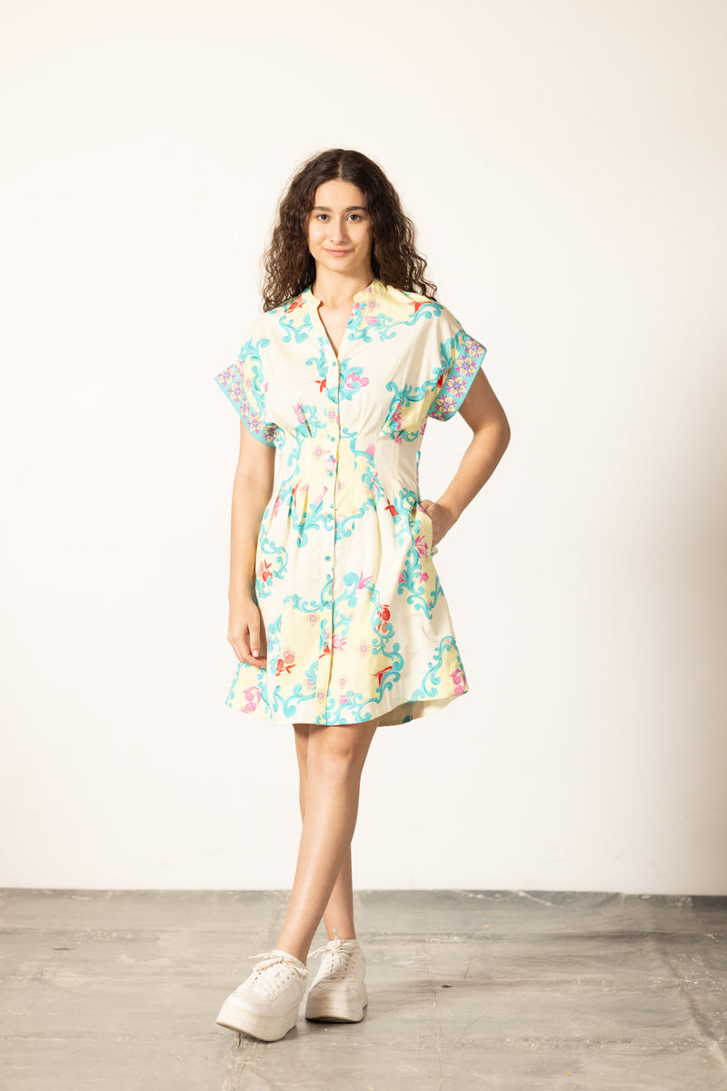 AQUA SCROLL YANA DRESS by Maude Vivante