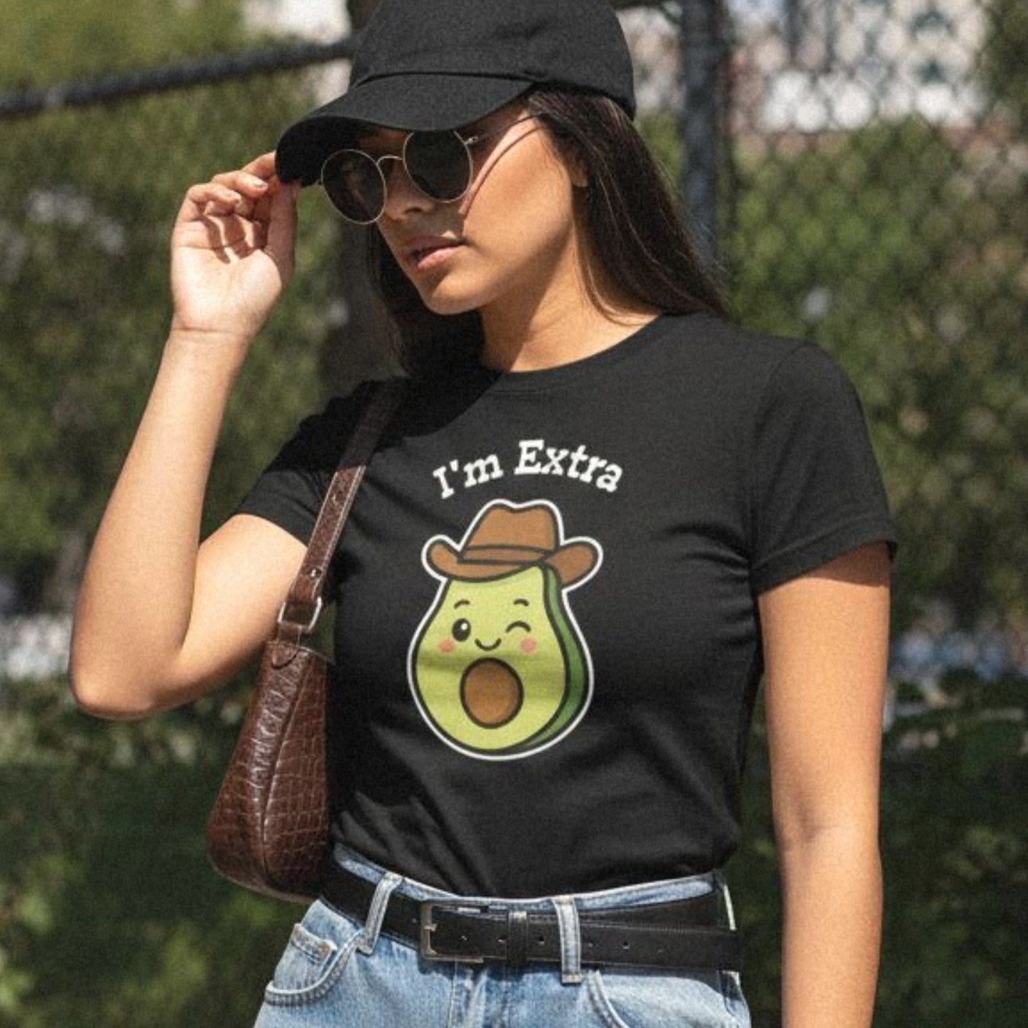 Cowboy Avocado I'm Extra Y2K Baby Tee by DILLO Outfitters