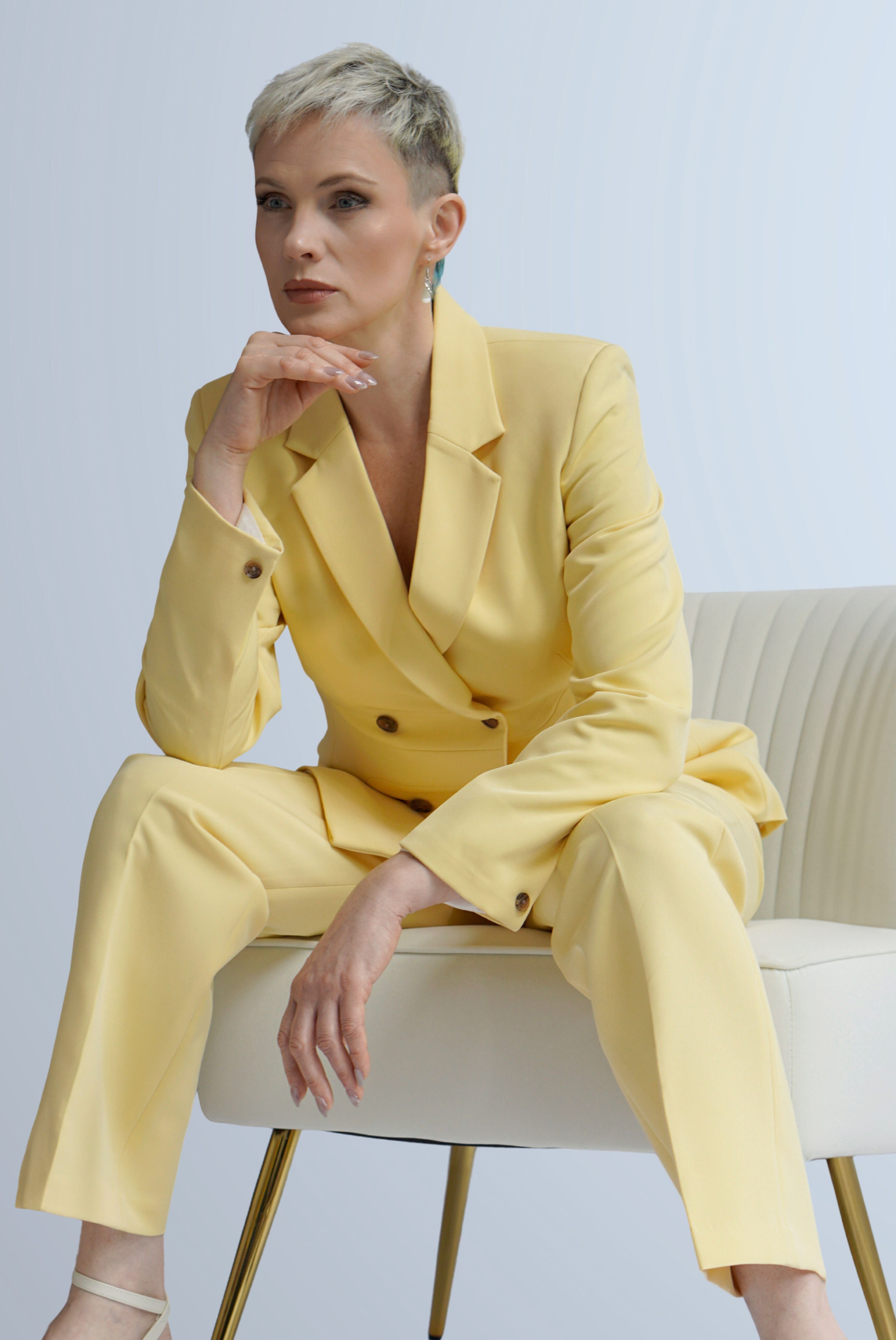 Sage Double breasted Jacket for Women by Point of View Label