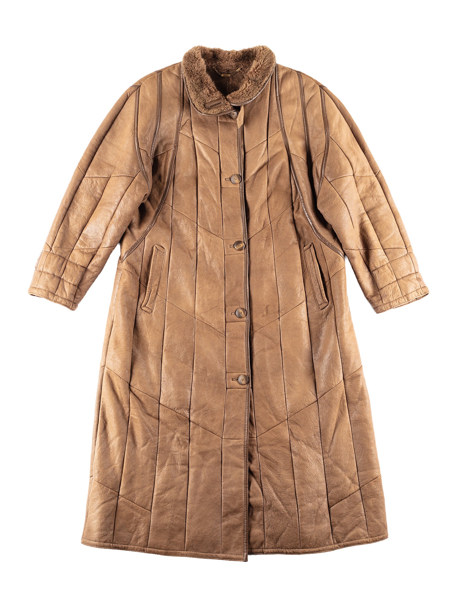 Vintage 80's Women Sheepskin Coat in Brown by Northern Grip