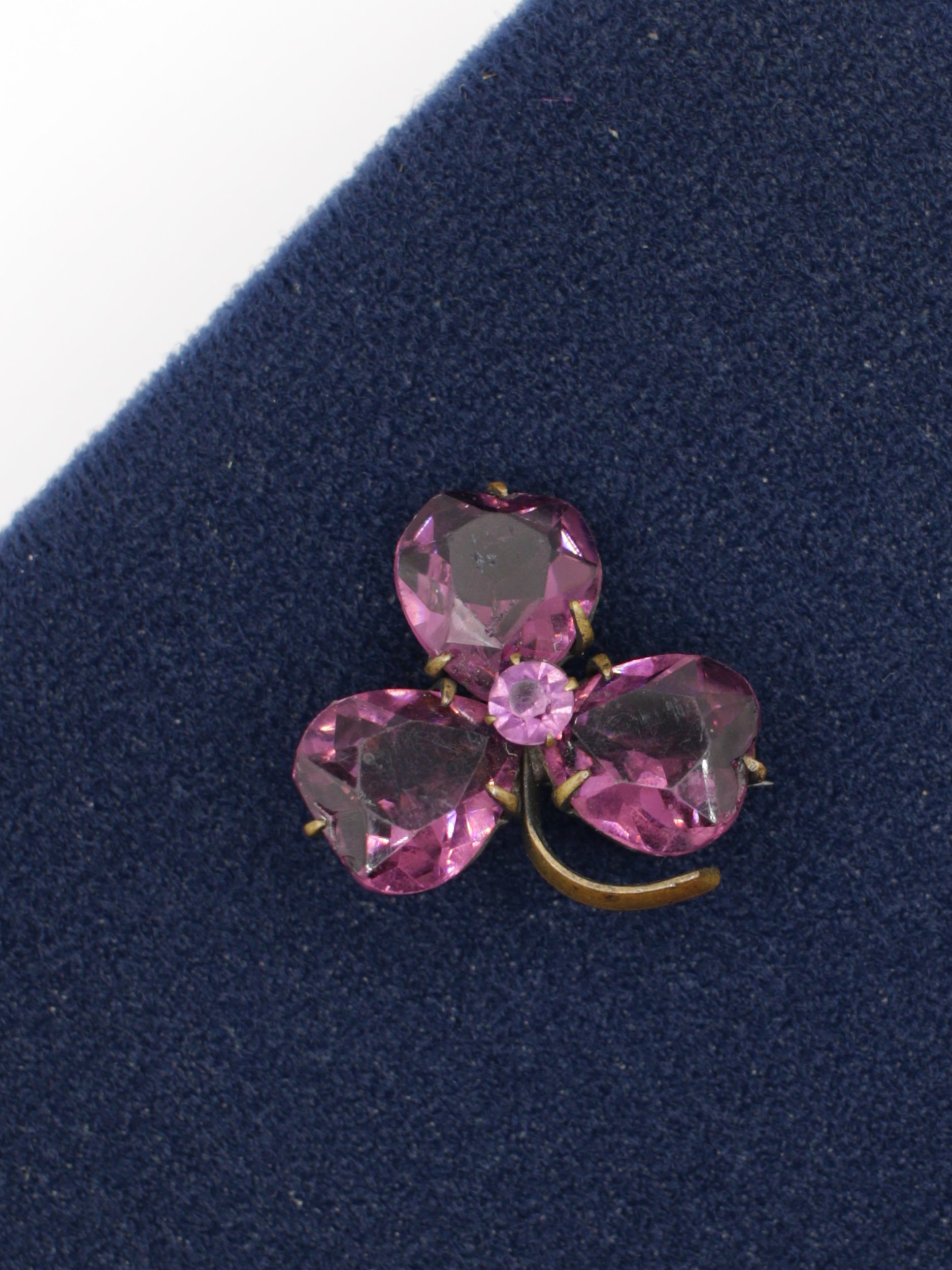 Vintage 20's Purple Rhinestone Shamrock Brooch by Northern Grip
