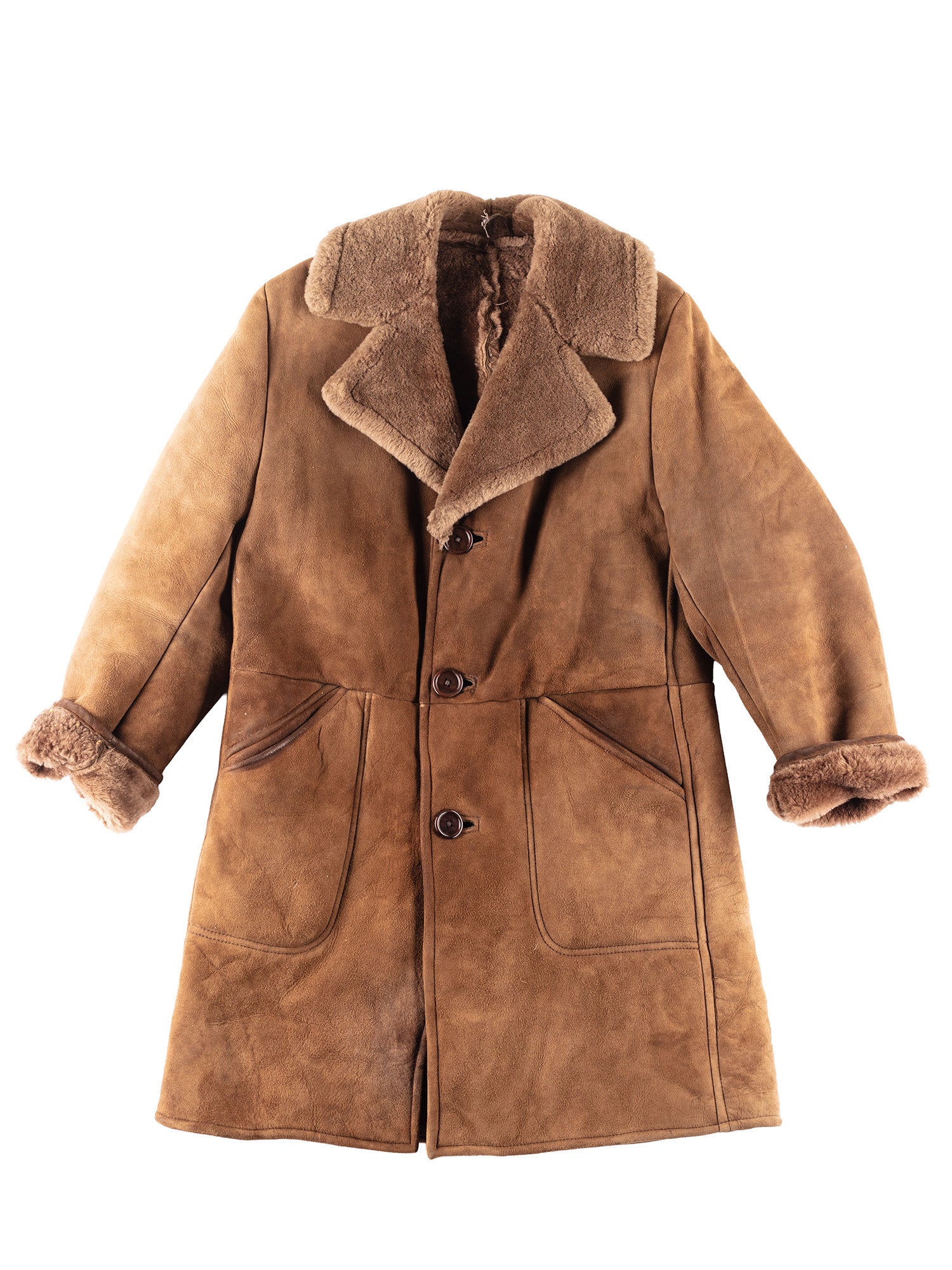 Vintage 80's Men Sheepskin Coat in Brown by Northern Grip