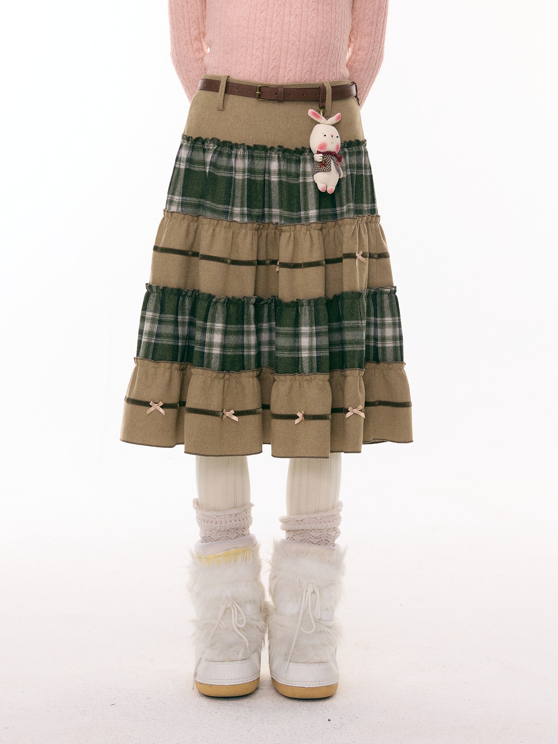 Girly Kei Green Plaid Midi Skirt - ziziFei by Land Decora