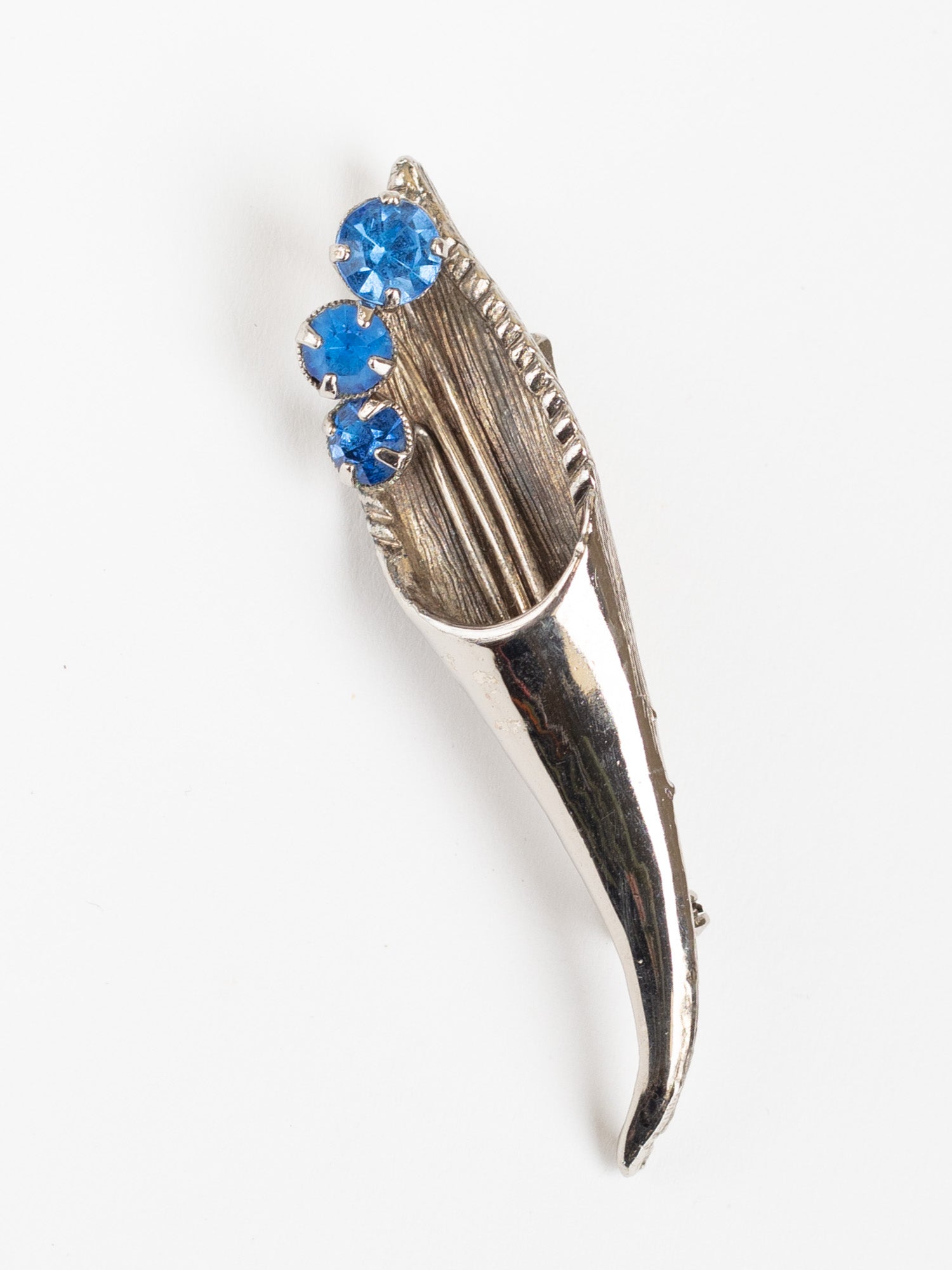 Vintage 80s Jonette Jewelry Blue Rhinestone Leaf Brooch by Northern Grip