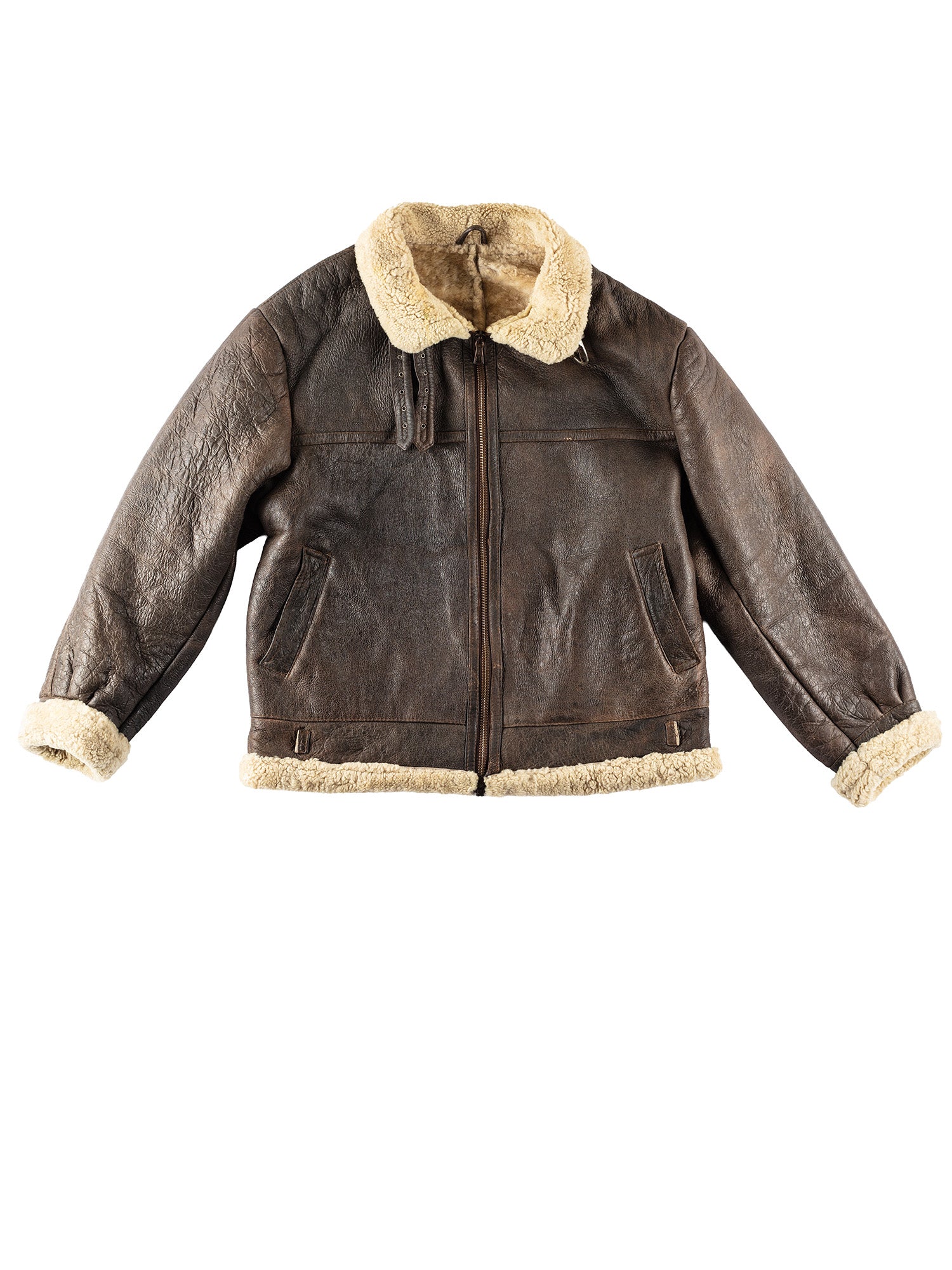 Vintage 90's Men B-3 Sheepskin Aviator Jacket in Brown by Northern Grip