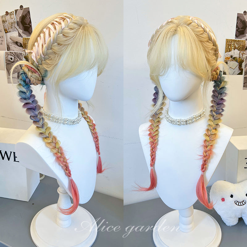 Kawaii Handmade Braided Wig Custom High-Temp Fiber - Alice Garden by Land Decora