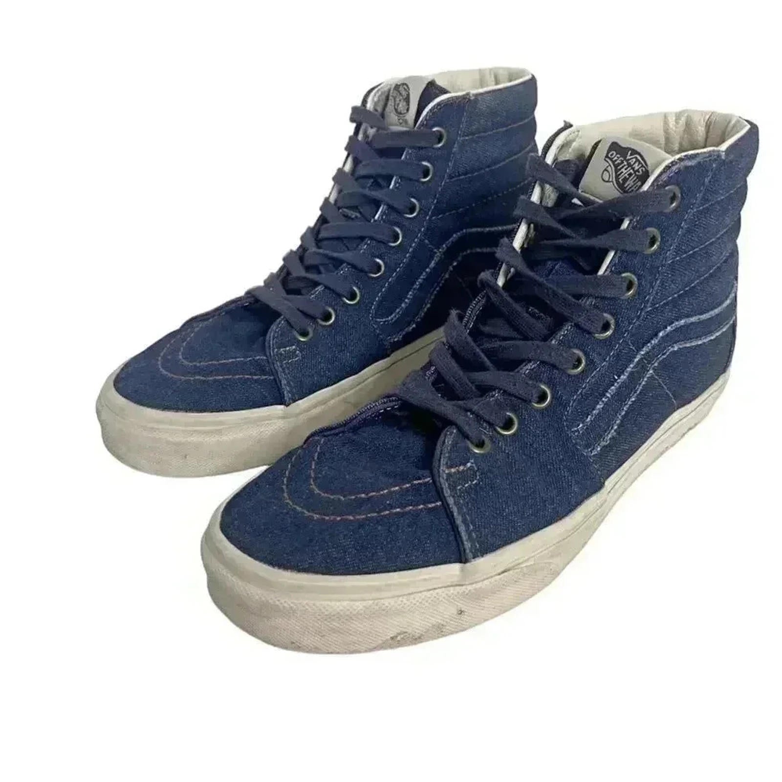Vans Denim Sk8 Hi Dark Blue High Top Sneakers Skate Sneakers Women's S by Hot Girl Secondhand