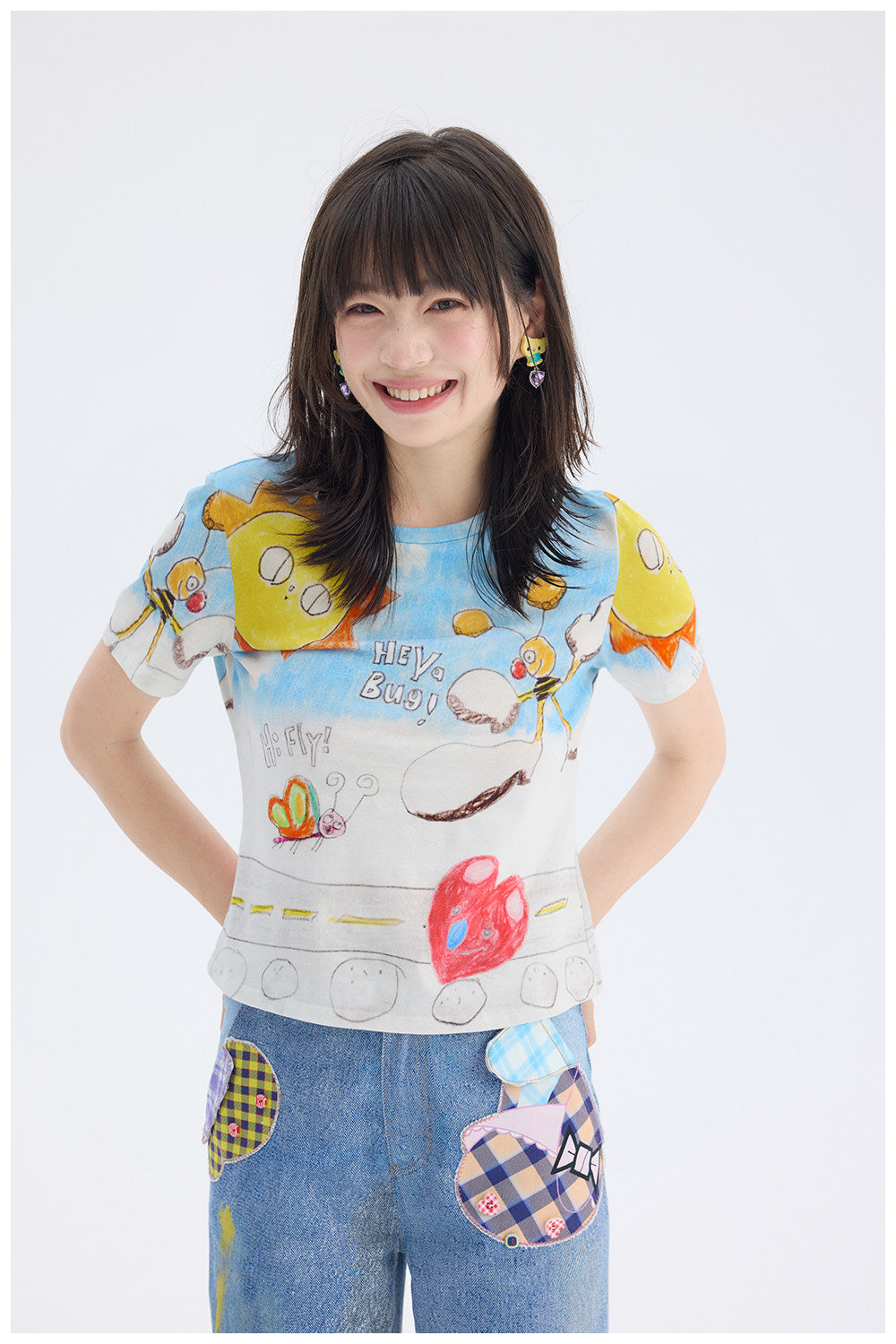 Hand Drawn Graphic Tee | Colorful Harajuku Dopamine T Shirt by Land Decora