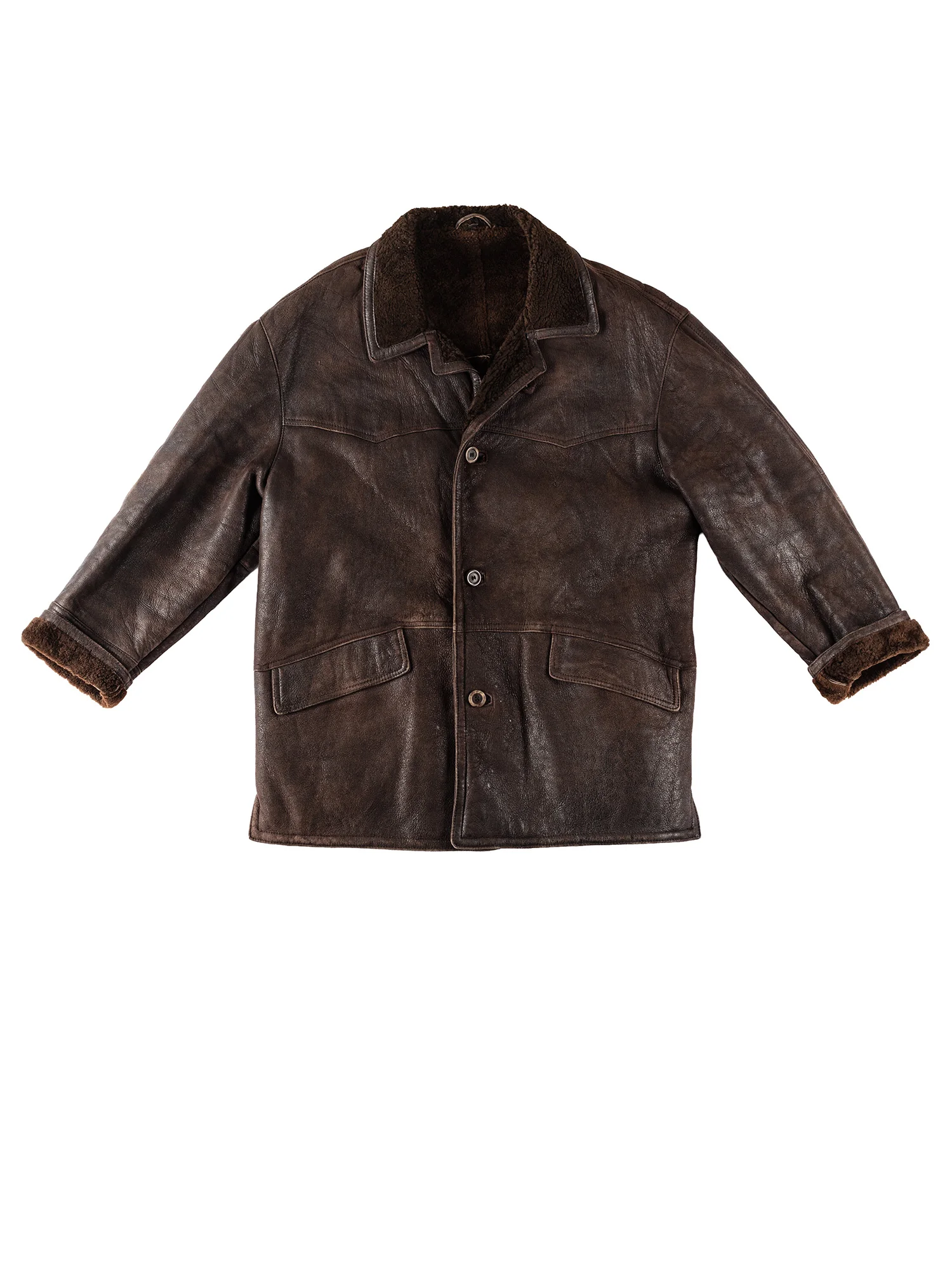 Vintage 80's Men Sheepskin Coat in Brown by Northern Grip