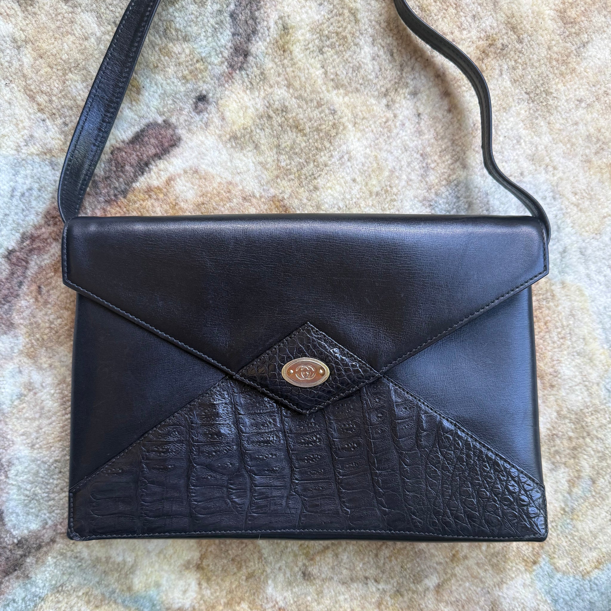 Gucci Vintage Croc Envelope Clutch by The Vintage New Yorker