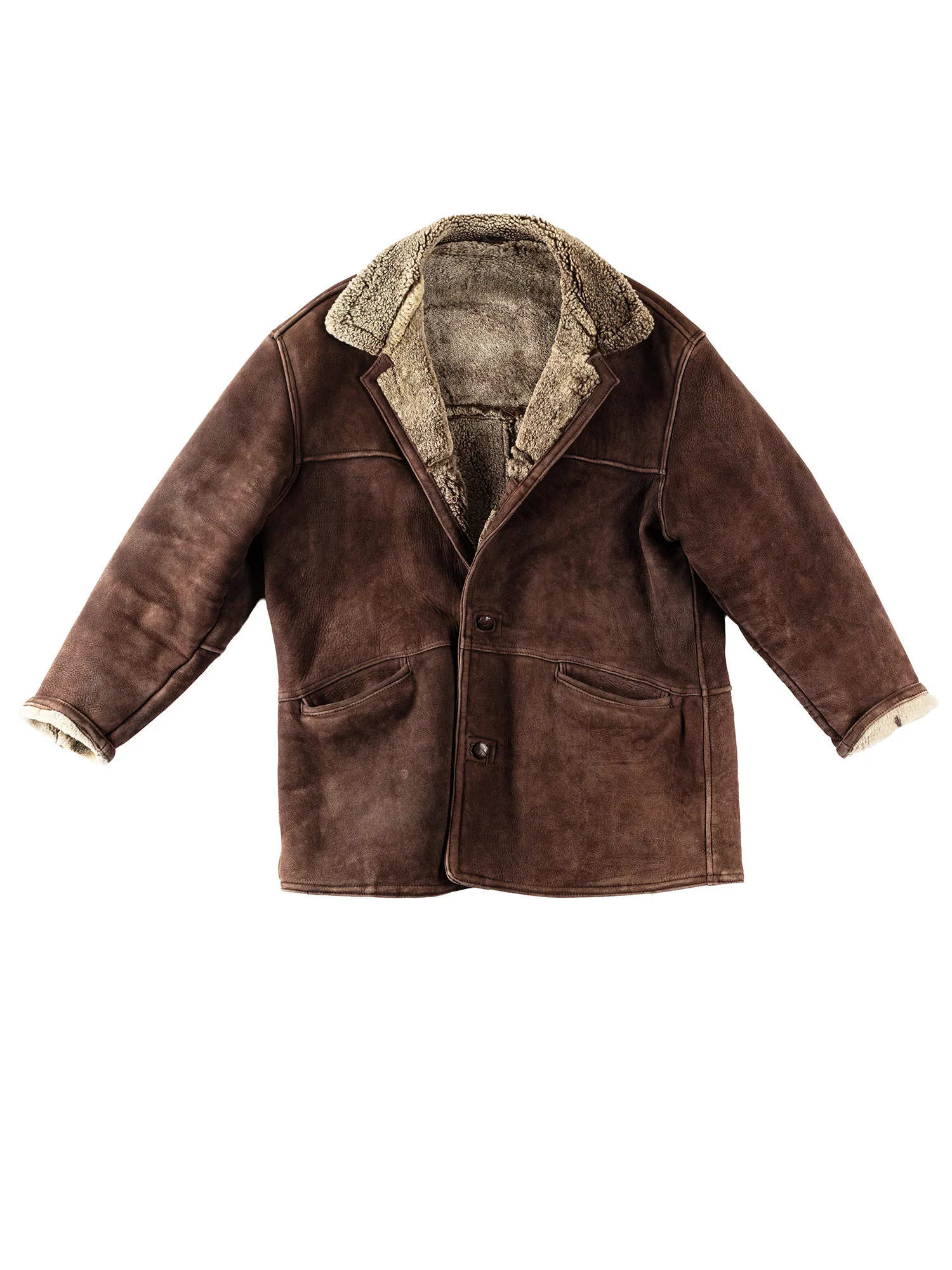 Vintage 80's Men Sheepskin Coat in Brown by Northern Grip