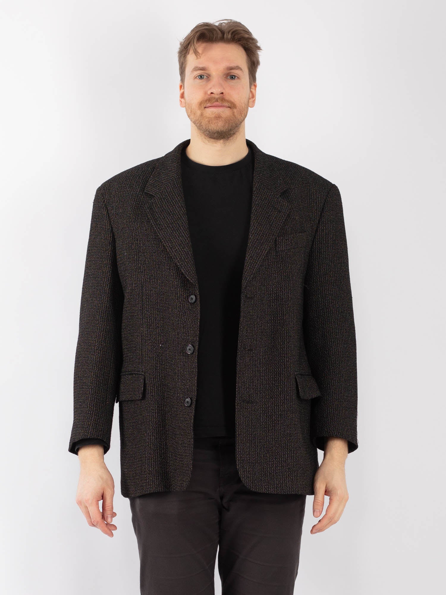 Vintage 70's Men Wool Blazer Jacket in Gray by Northern Grip