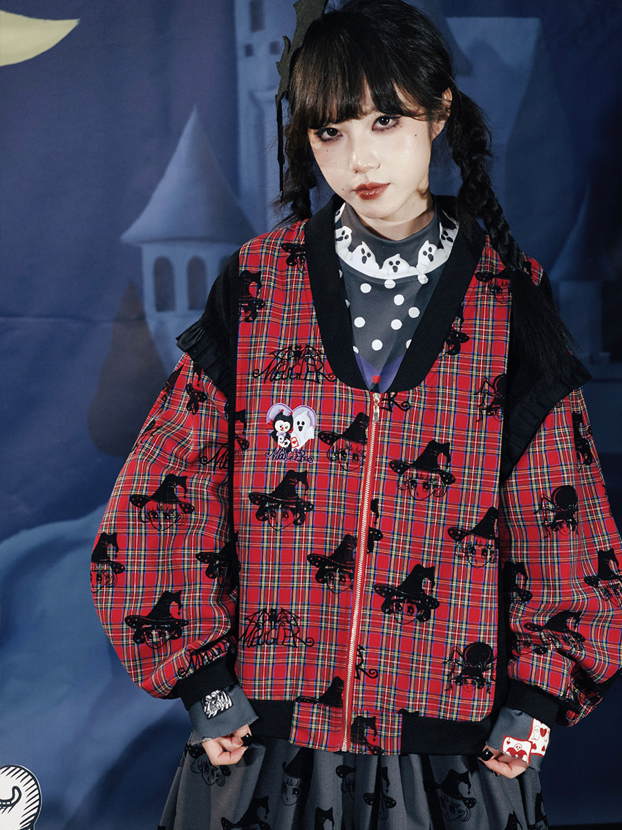Meugler Outerwear Dark Spider Girl Coat Oversized Short Jacket by Land Decora