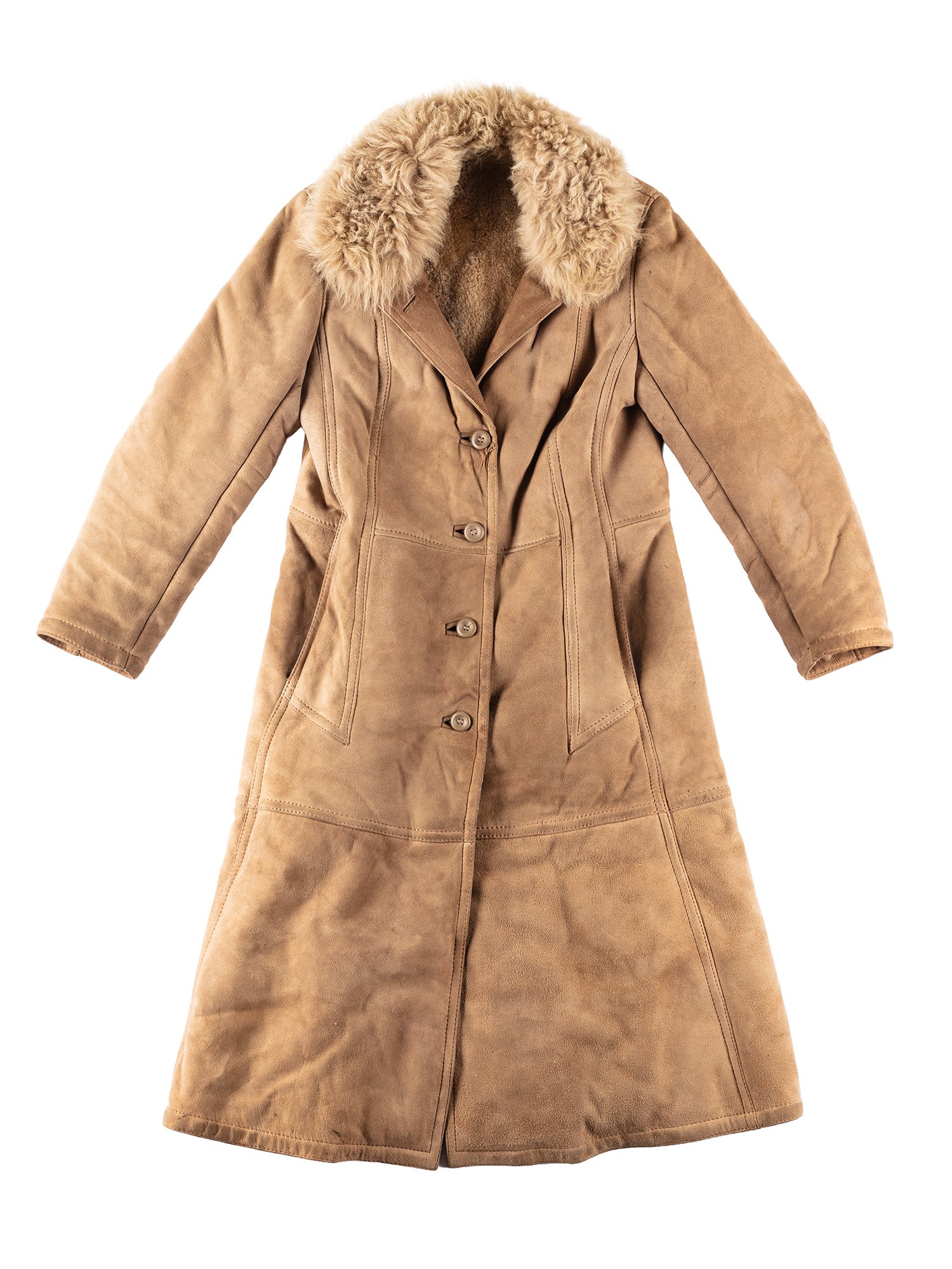 Vintage 90's Women Sheepskin Coat in Beige by Northern Grip