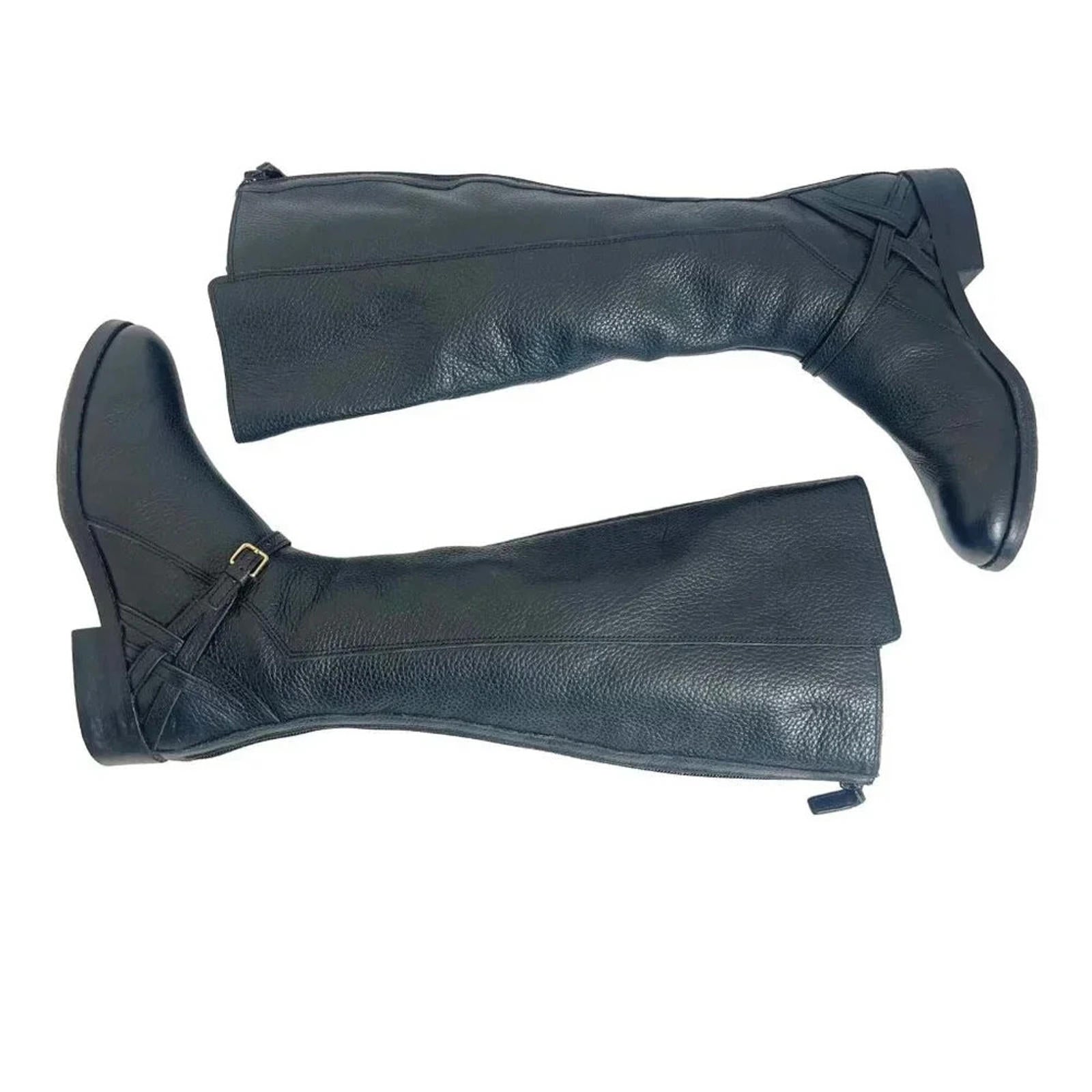 Cole Haan Pearlie Black Pebbled Leather Riding Boot With Buckle Women' by Hot Girl Secondhand