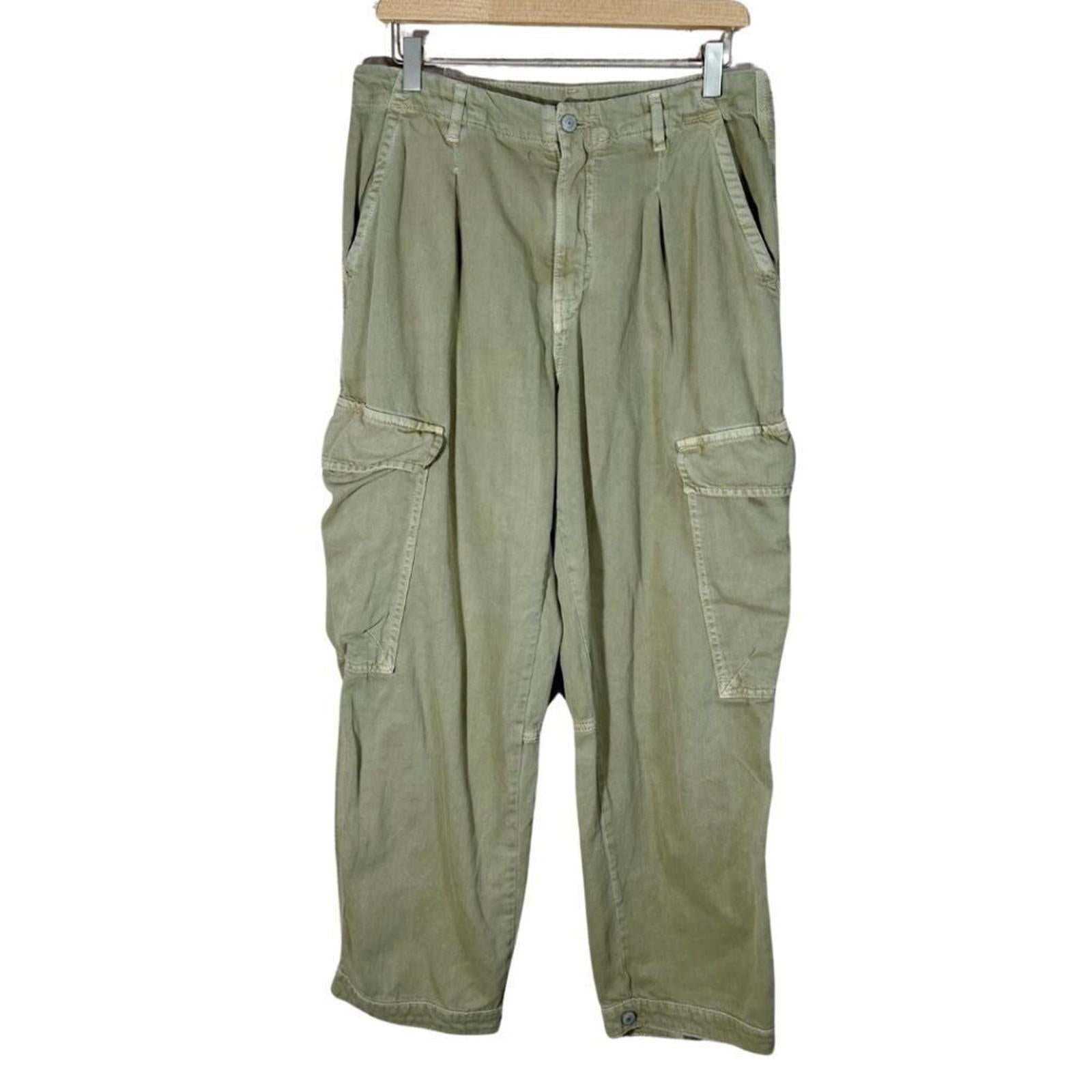 Free People First Light Utility Pant Green Tan Cargo Pants Women's Siz by Hot Girl Secondhand