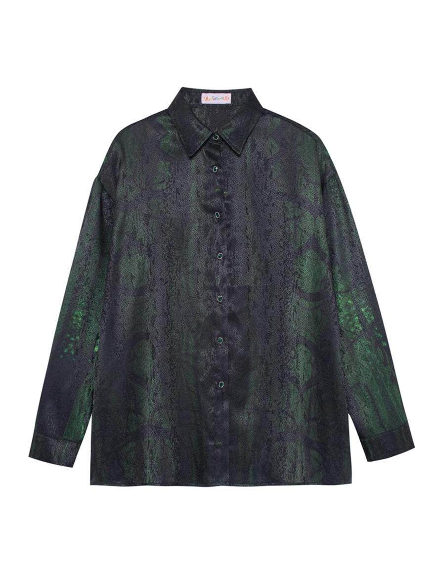 Snake Print Oversized Shirt - Monsssstar by Land Decora