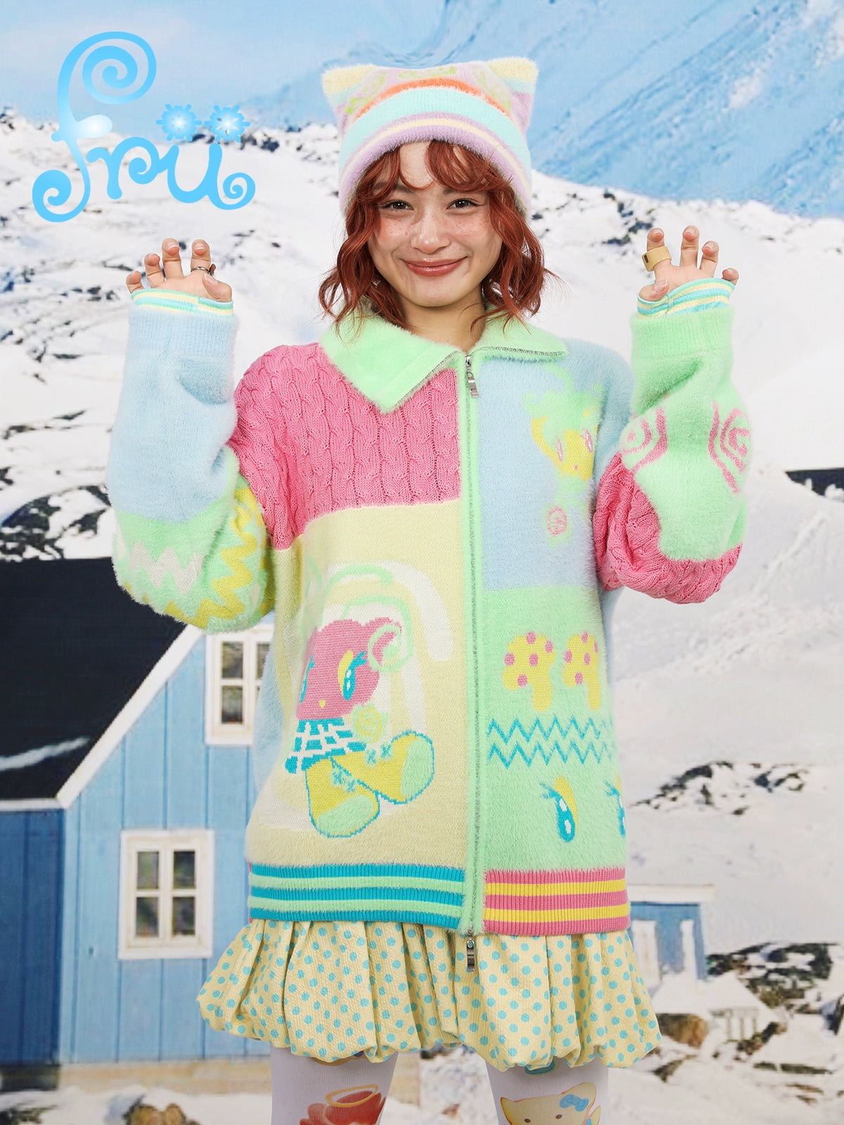 Decora Kei Snow Farm Cardigan | Frufru Cozy Harajuku Style by Land Decora