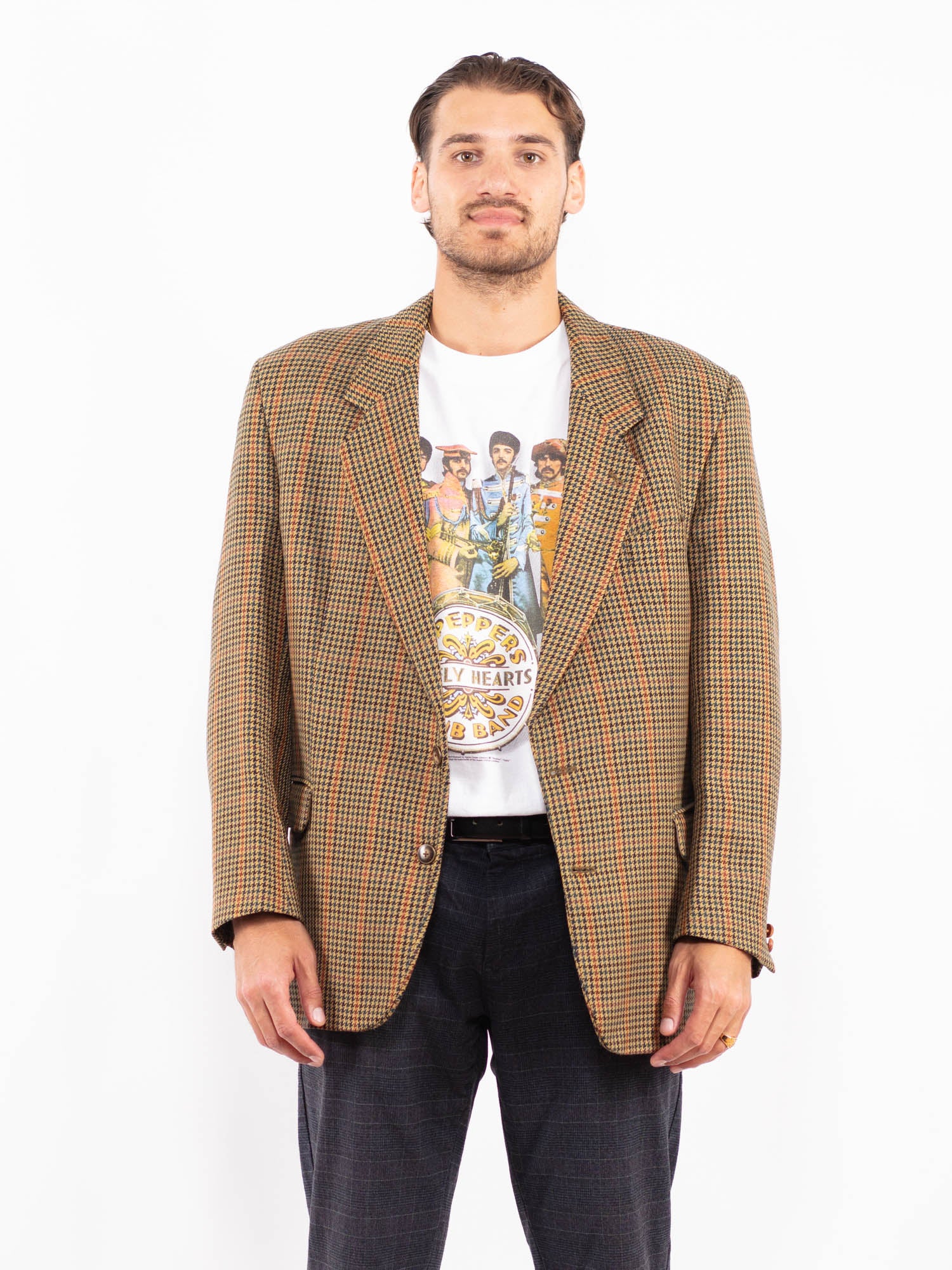 Vintage 70's Men Wool Blazer Jacket in Multi by Northern Grip