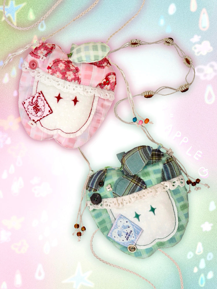 Disorder Y2K Apple Crossbody Bag – Unique Patchwork Kawaii Shoulder Bag by Land Decora