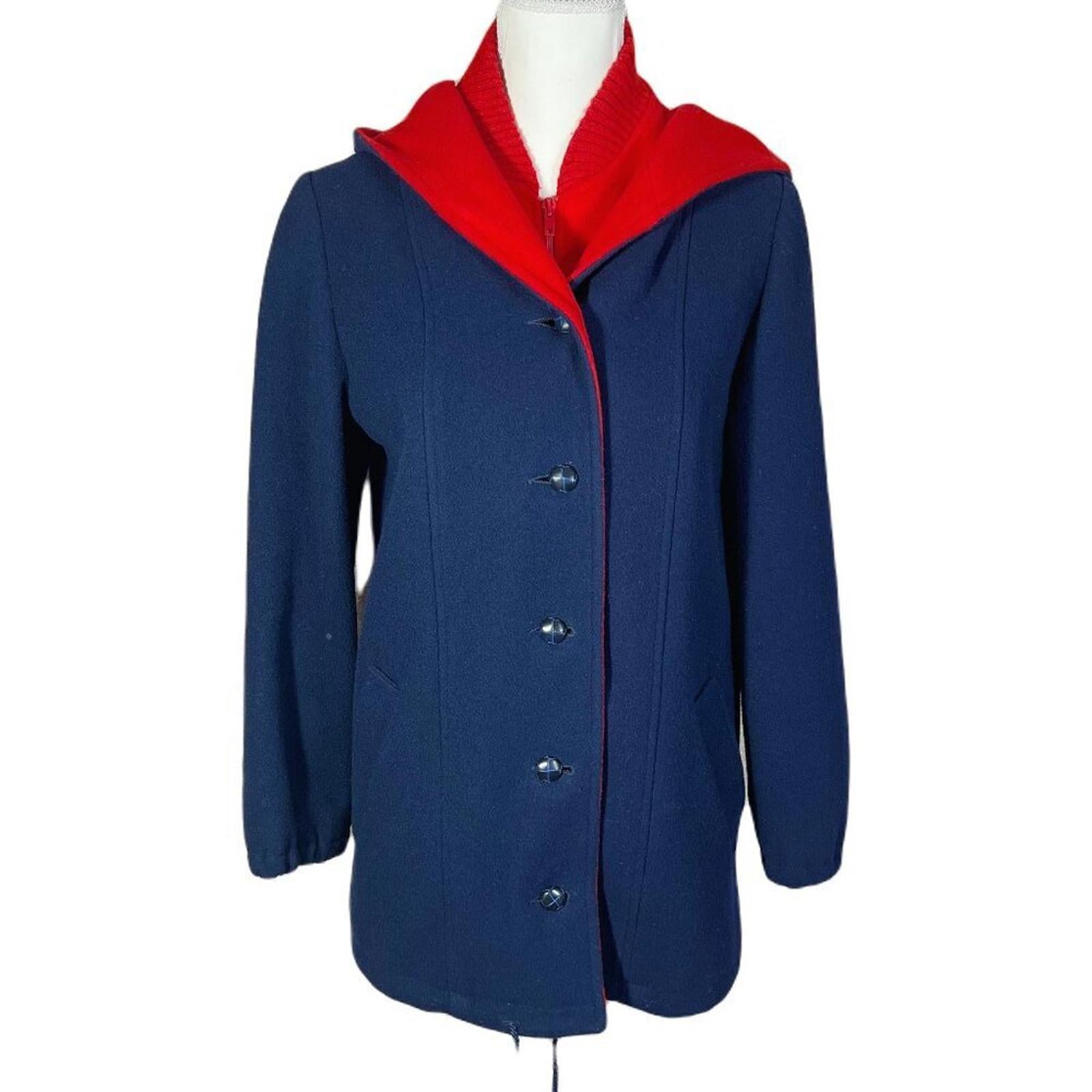 100% Wool Vintage Authentic MacKintosh Vestcoat Navy Blue and Red Jack by Hot Girl Secondhand