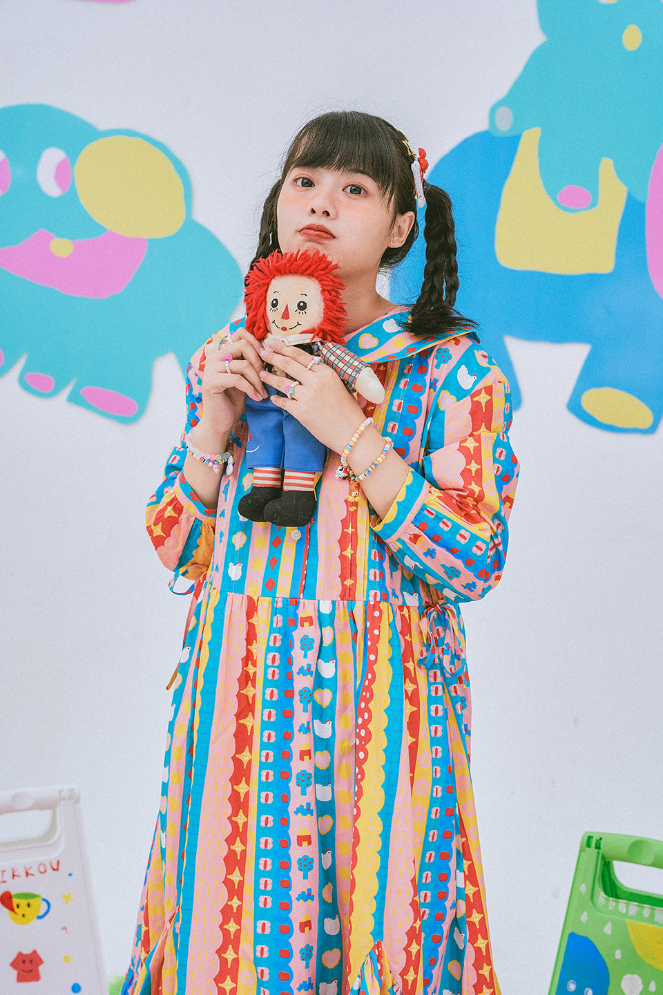 NIKKOU Home Dress Original Print Dress Long Sleeve Dress by Land Decora
