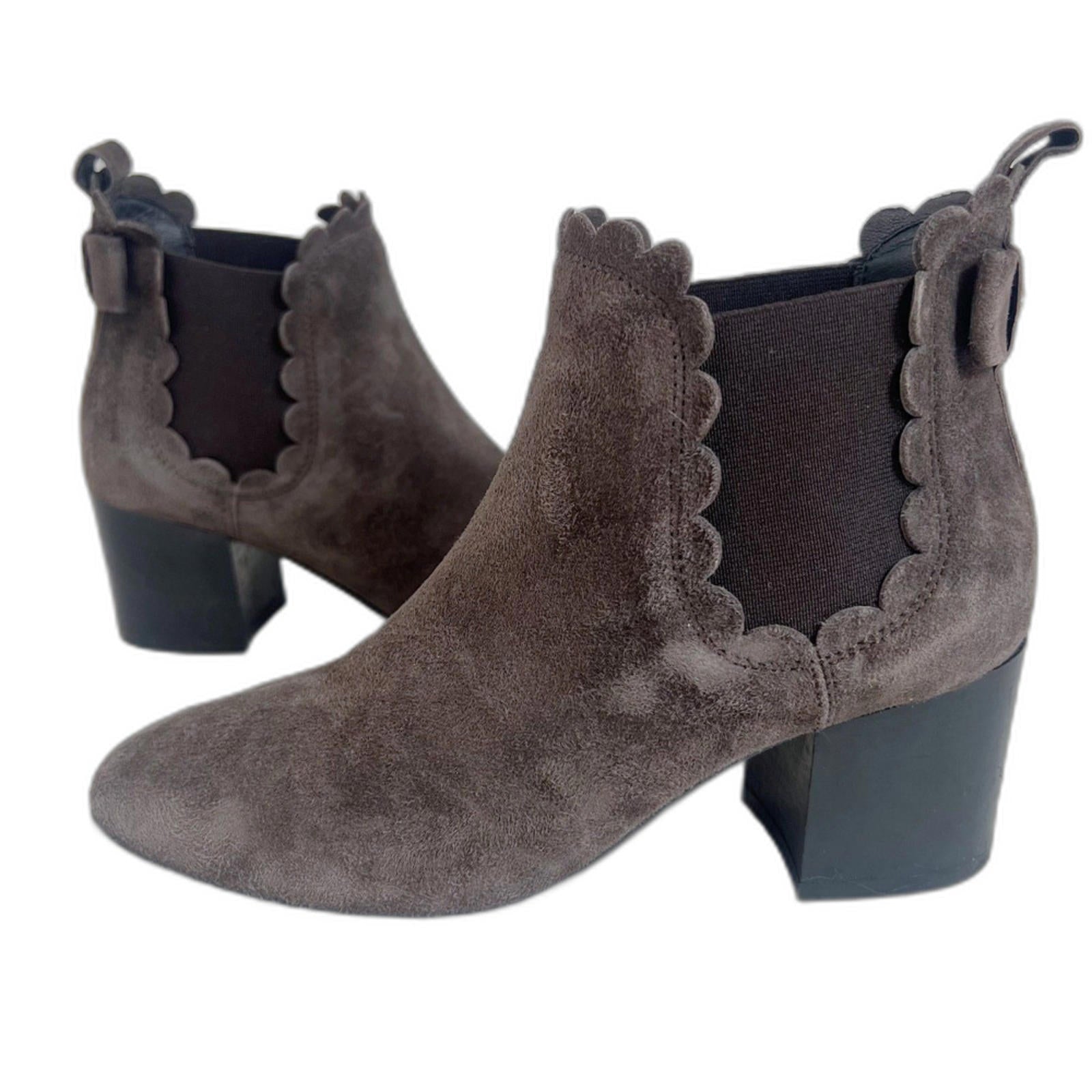 Kate Spade Garden Boots Taupe Suede Scalloped Ankle Boots Booties Size by Hot Girl Secondhand