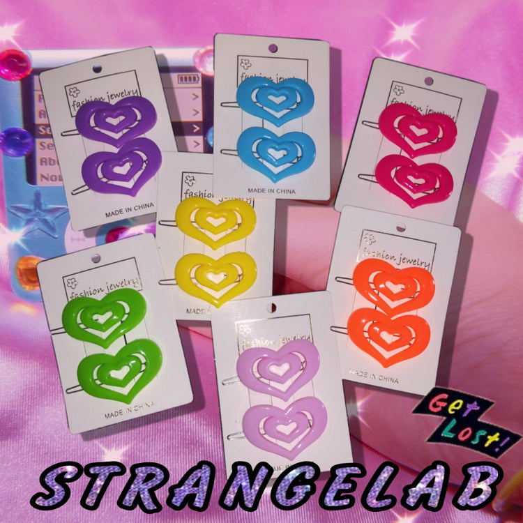 StrangeLab Decora Hair Clips | Retro Candy Color Heart Clips | Cool Gi by Land Decora
