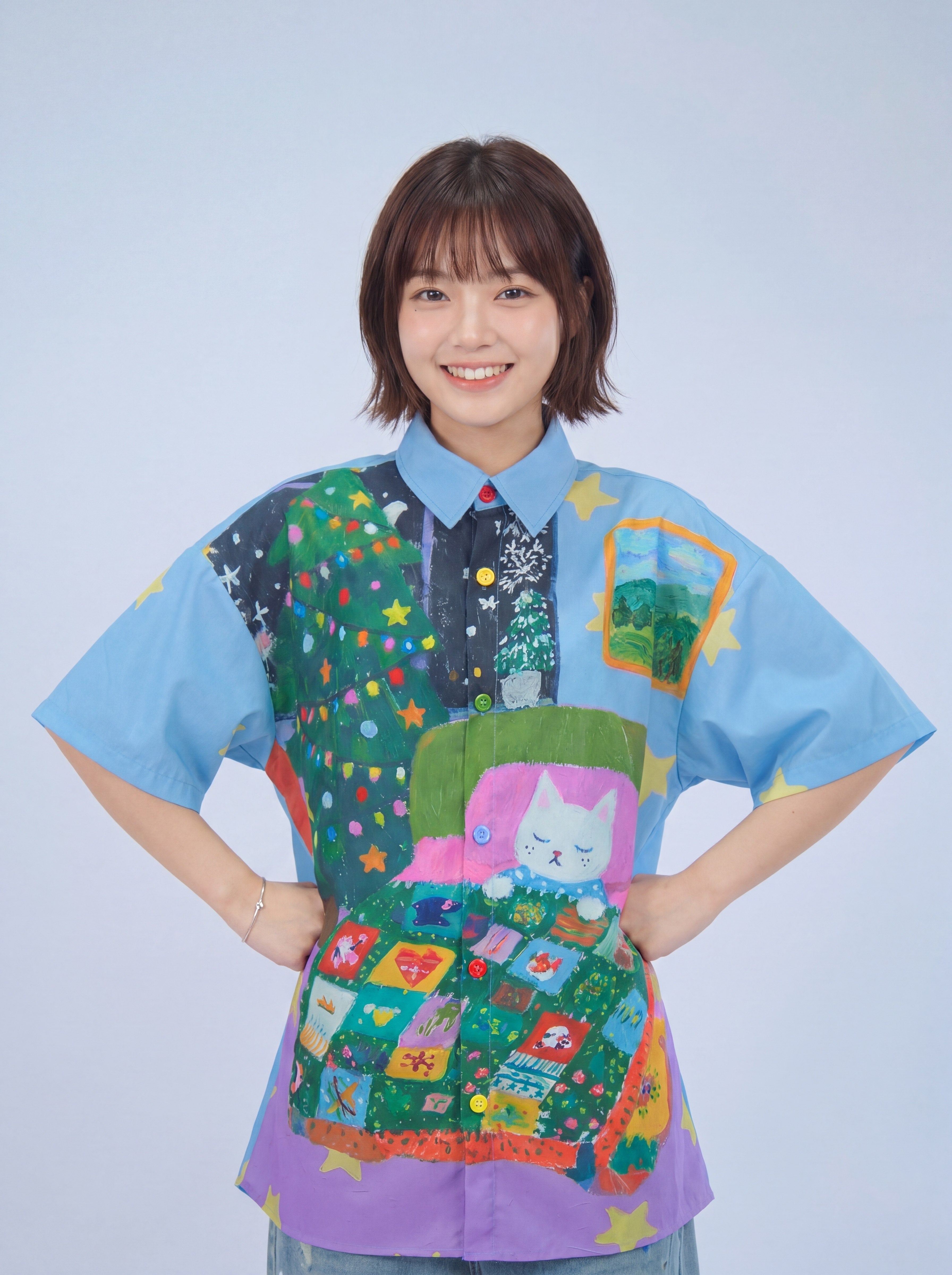 Vintage Cat Print Shirt - MeowMeow Bug by Land Decora