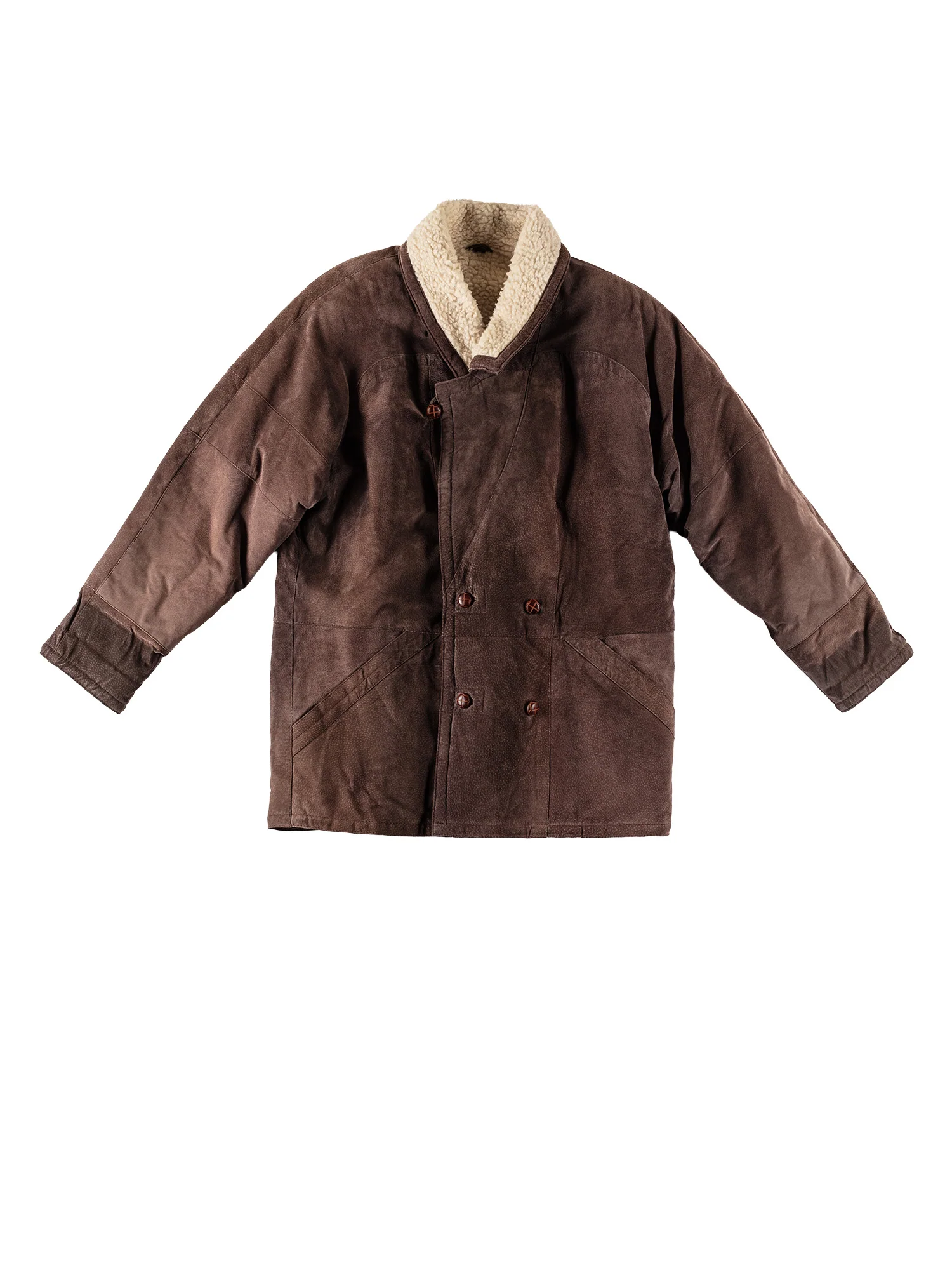 Vintage 80's Men Sheepskin Coat in Purple Brown by Northern Grip