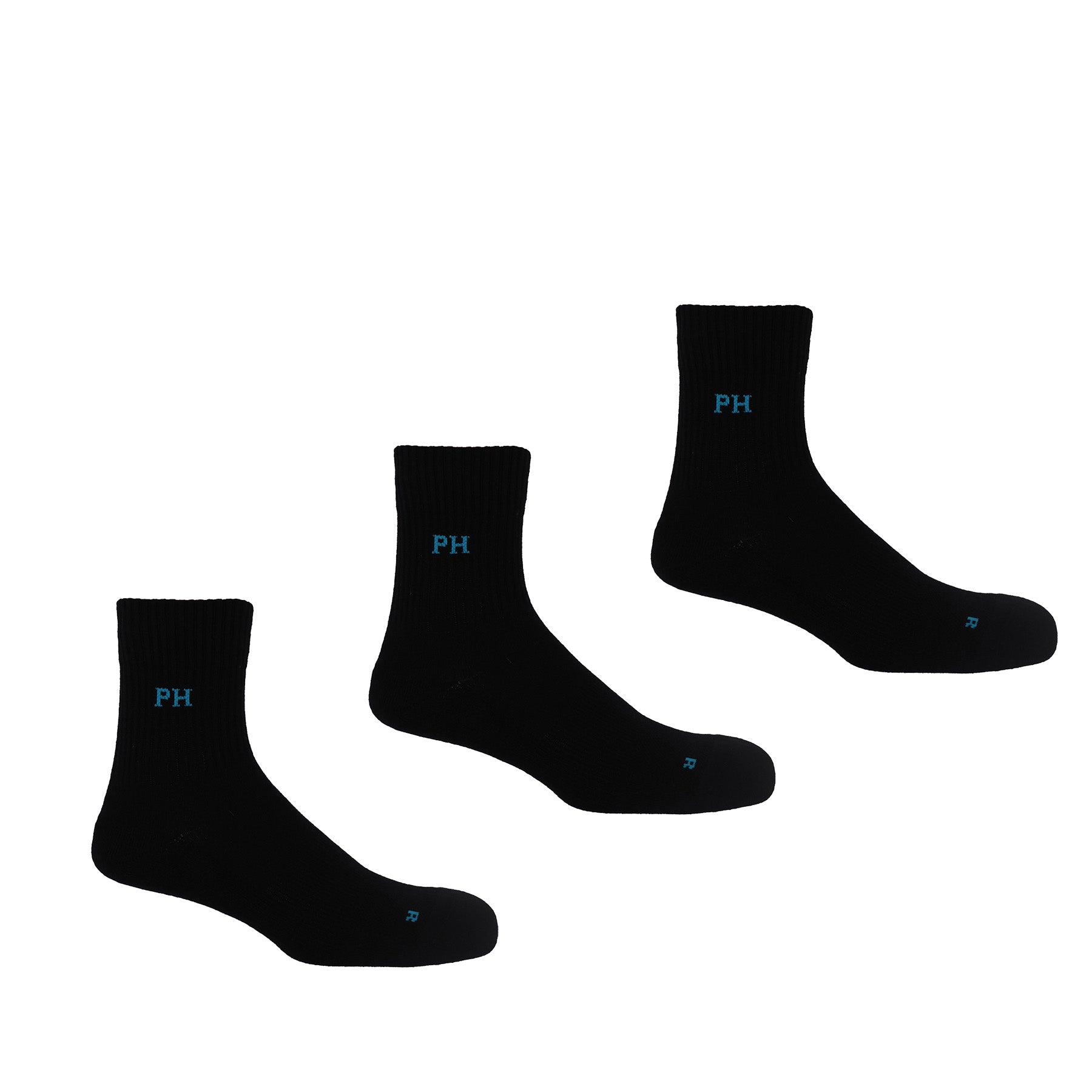 3 Pack Essential Quarter Men's Sport Socks - Black by Peper Harow