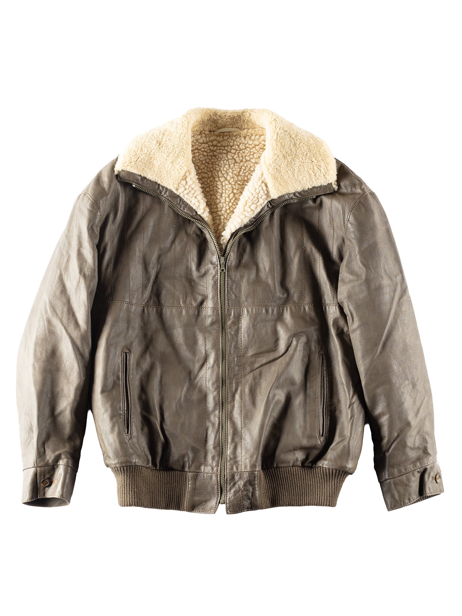 Vintage 90's Men Faux Sheepskin Jacket in Gray by Northern Grip