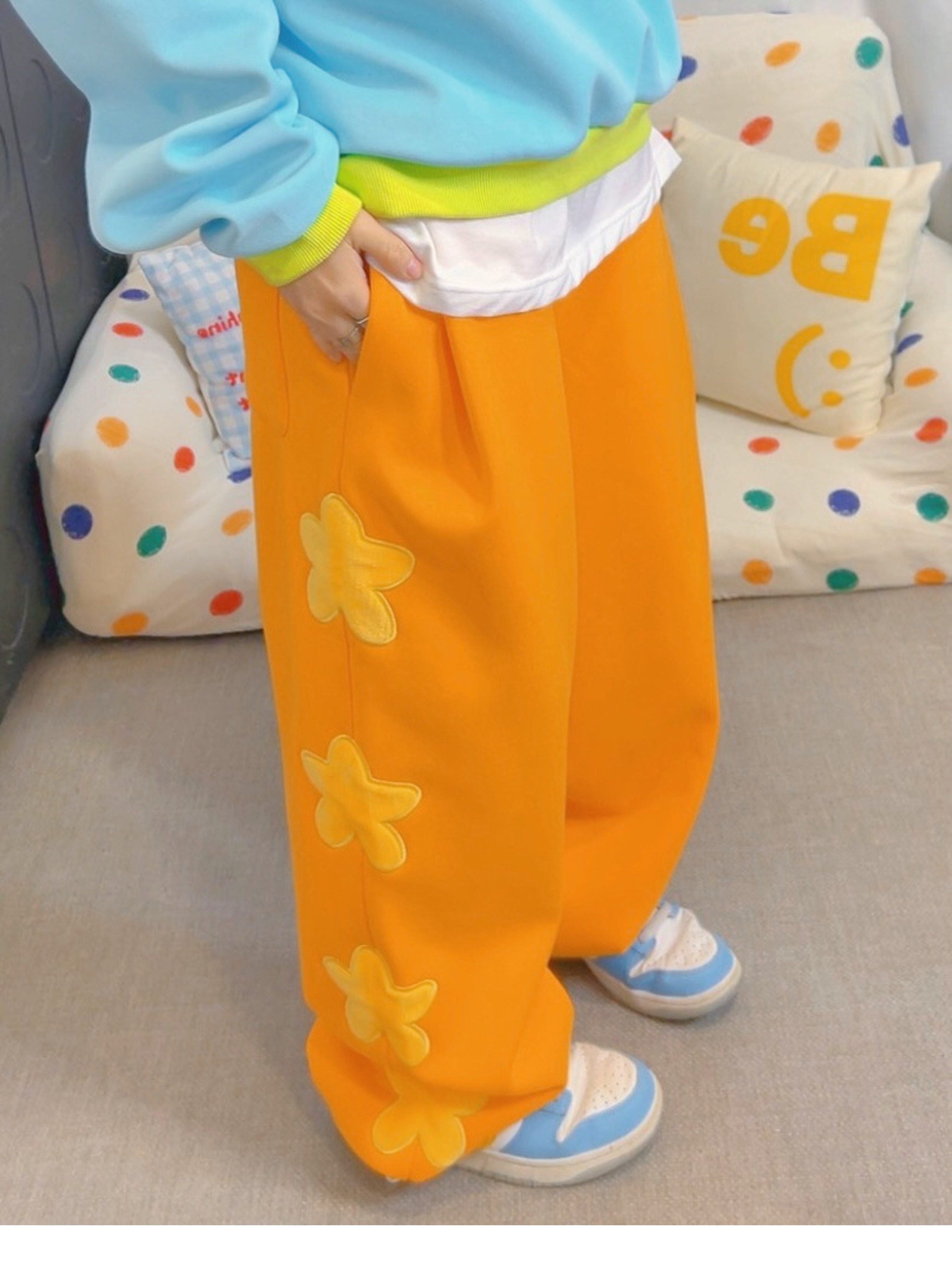 Dopamine Orange Fleece Sweatpants - KURIOSITAET by Land Decora